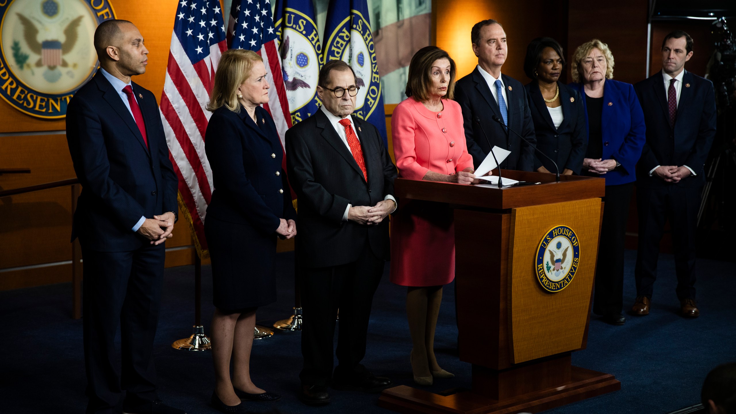 Hakeem Jeffries, Sylvia Garcia, Jerrold Nadler, Adam Schiff, Val Demings, Zoe Lofgren, Jason Crow., Nancy Pelosi