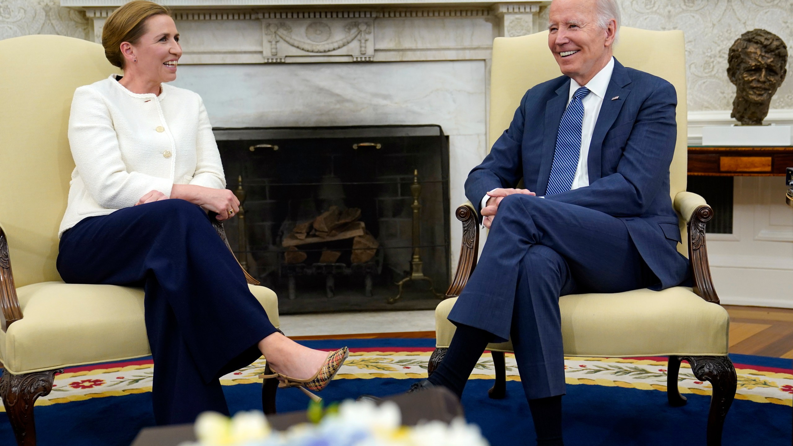 President Joe Biden meets with Denmark's Prime Minister Mette Frederiksen in the Oval Office of the White House in Washington, Monday, June 5, 2023. (AP Photo/Susan Walsh)