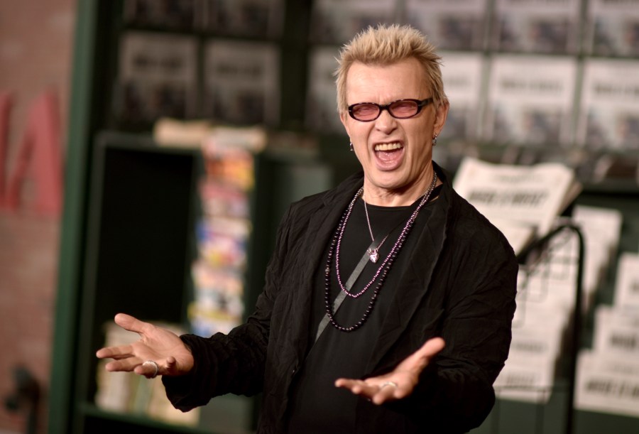 FILE - Billy Idol appears at the Los Angeles premiere of "The Irishman" on Oct. 24, 2019. Idol will headline a pre-game concert ahead of the Super Bowl on Feb. 11 just outside Allegiant Stadium, where the NFL’s two best teams face off. (Photo by Richard Shotwell/Invision/AP, File)