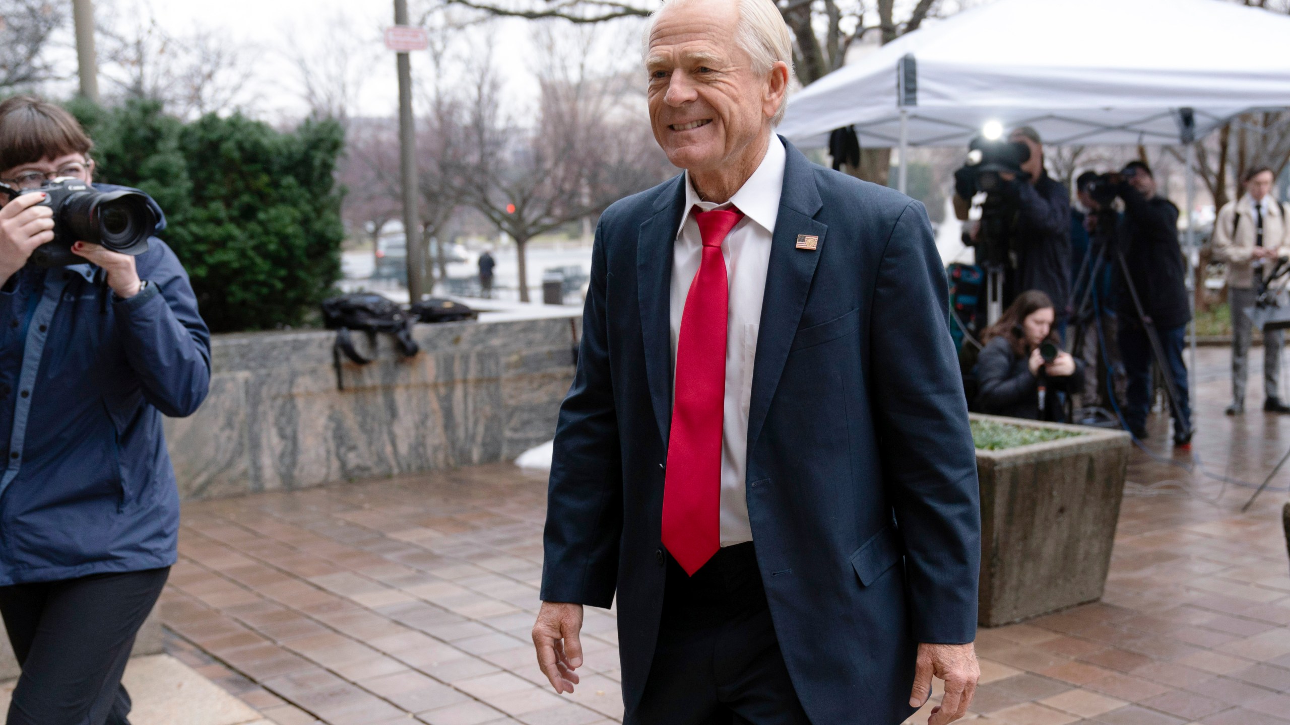 Former Trump White House official Peter Navarro arrives at U.S. Federal Courthouse in Washington, Thursday, Jan. 25, 2024. (AP Photo/Jose Luis Magana)