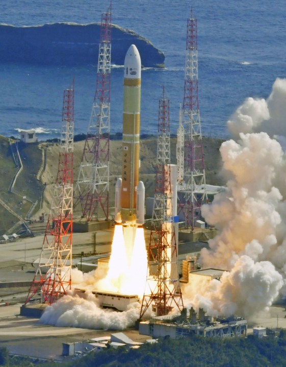 An H3 rocket lifts off from Tanegashima Space Center in Kagoshima, southern Japan on March 7, 2023. Japan's space agency on Tuesday, Feb. 13, 2024, postponed the second test flight of its new flagship rocket H3 series that was planned for this week because of bad weather forecasts at the launch site, as space officials scramble scramble to ensure a successful liftoff a year after a failed debut flight. (Kyodo News via AP)