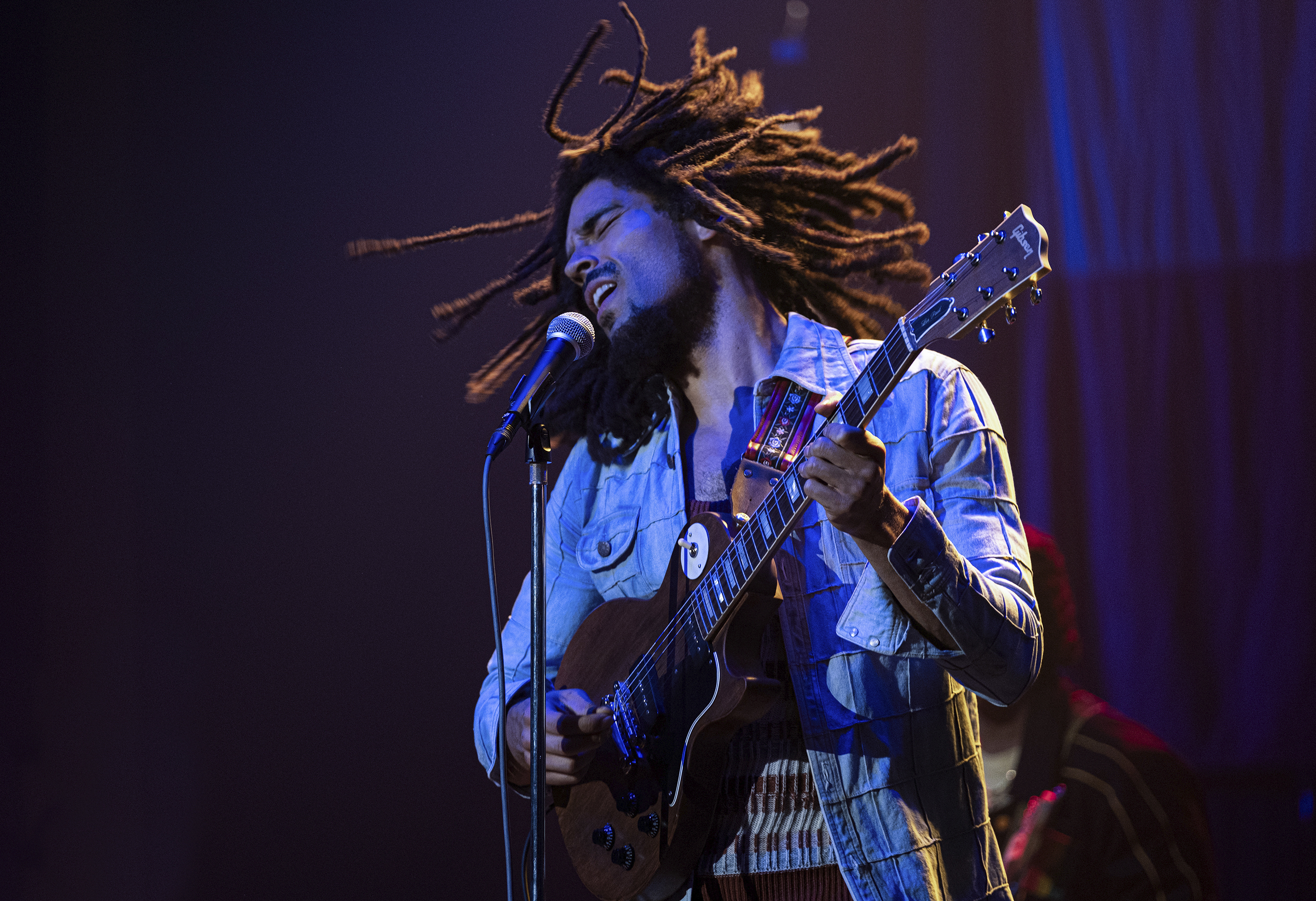 This image released by Paramount Pictures shows Kingsley Ben-Adir in "Bob Marley: One Love." (Chiabella James/Paramount Pictures via AP)