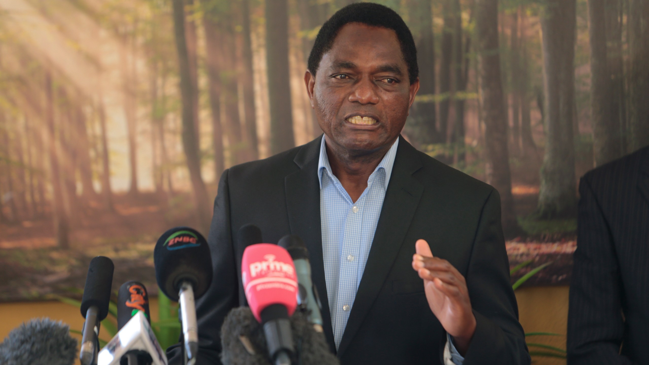 FILE - Zambian President Hakainde Hichilema addresses a press conference at his residence in Lusaka, Zambia, Monday, Aug. 16, 2021. Zambian President Hakainde Hichilema Thursday, Feb. 29, 2024, declared the country’s debilitating drought a national disaster and emergency, saying it has devastated food production and electricity generation as the nation battles to recover from a recent deadly cholera outbreak. (AP Photo/Tsvangirayi Mukwazhi, File)