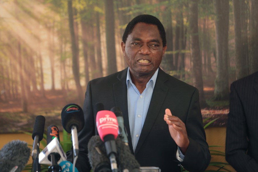 FILE - Zambian President Hakainde Hichilema addresses a press conference at his residence in Lusaka, Zambia, Monday, Aug. 16, 2021. Zambian President Hakainde Hichilema Thursday, Feb. 29, 2024, declared the country’s debilitating drought a national disaster and emergency, saying it has devastated food production and electricity generation as the nation battles to recover from a recent deadly cholera outbreak. (AP Photo/Tsvangirayi Mukwazhi, File)