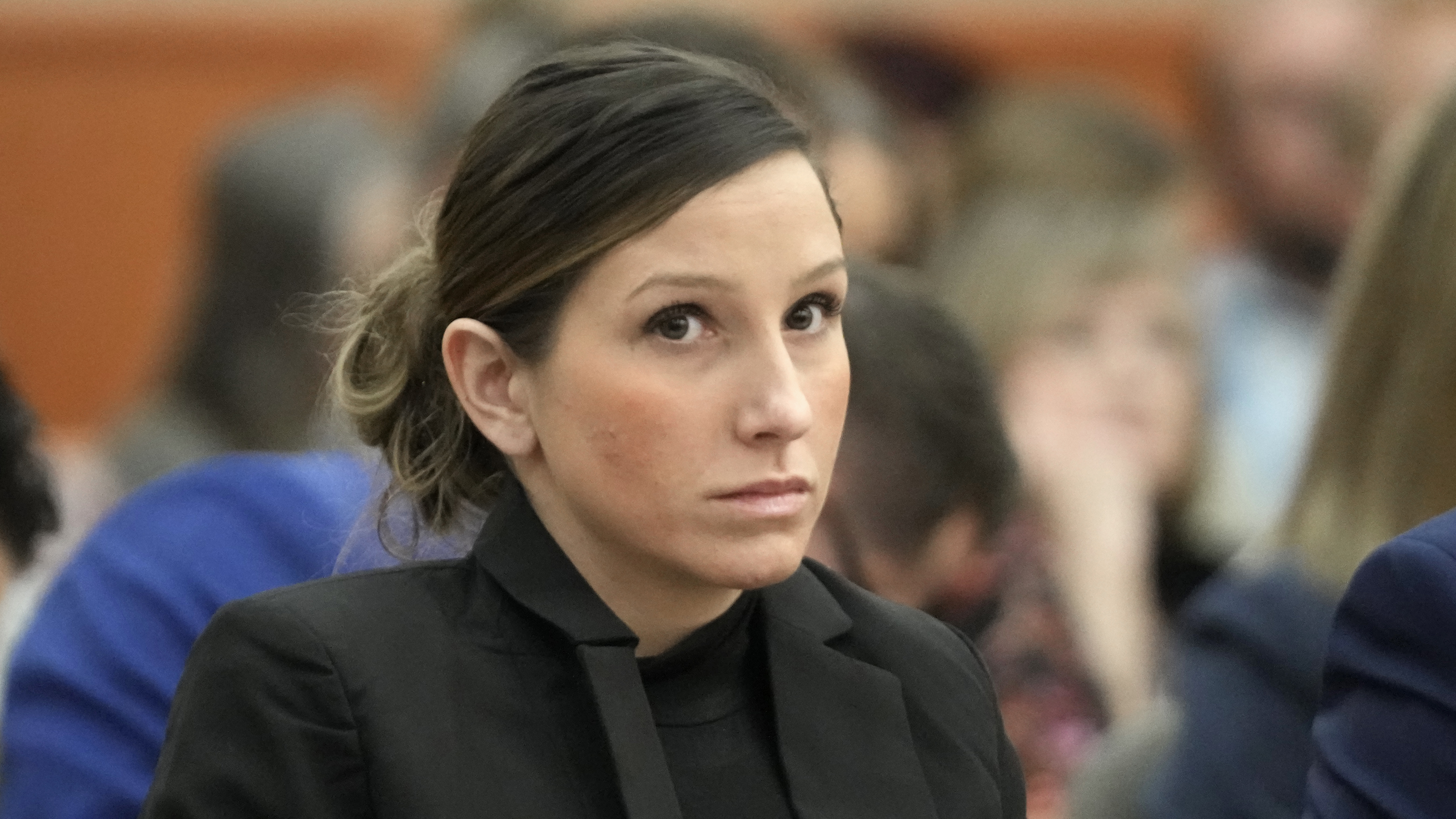 FILE - Kouri Richins, a Utah mother of three who authorities say fatally poisoned her husband, Eric Richins, in March 2022, then wrote a children's book about grieving, looks on during a hearing, Nov. 3, 2023, in Park City, Utah. Richins faces another attempted murder charge for allegedly drugging her husband weeks earlier on Valentine's Day, according to new charging documents filed Monday, March 25, 2024. (AP Photo/Rick Bowmer, Pool, File)