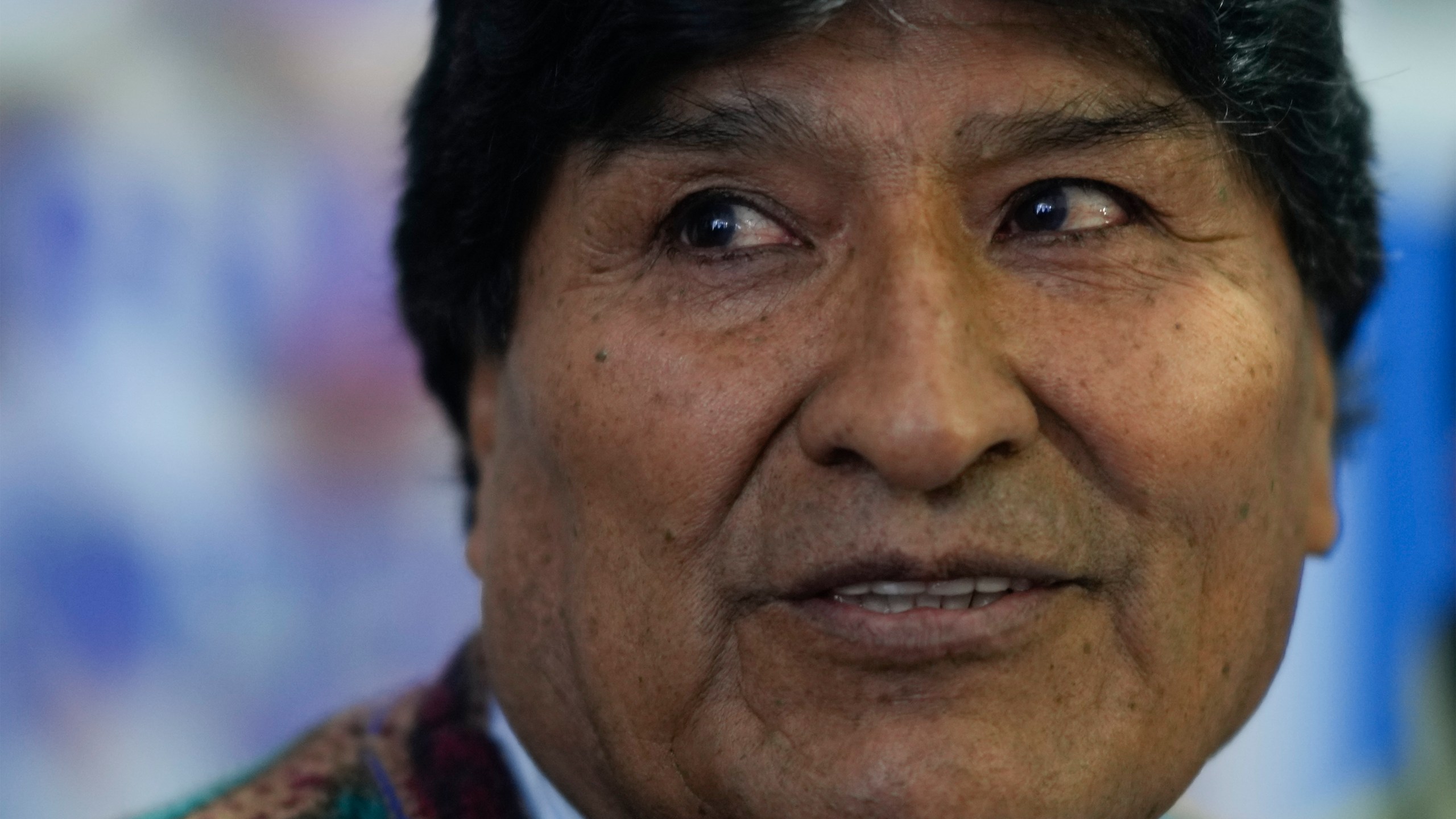 FILE - Evo Morales, former president and current president of the MAS party, gives a press conference in La Paz, Bolivia, April 11, 2024. Morales on Sunday, June 30, 2024 accused his political ally-turned-rival President Luis Arce of deceiving the Bolivian people by staging a “self-coup” the week prior. (AP Photo/Juan Karita, File)