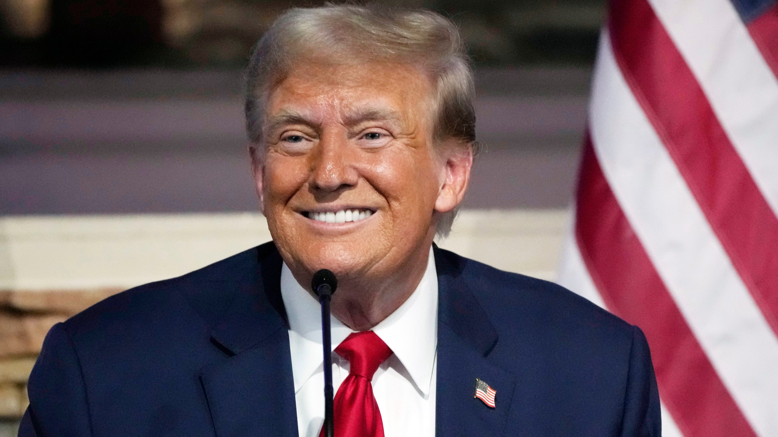 FILE - Republican presidential candidate former President Donald Trump speaks at a campaign event at 180 Church, June 15, 2024, in Detroit. Former President Donald Trump's sentencing in his hush money case has been postponed until Sept. 18. (AP Photo/Carlos Osorio, File)