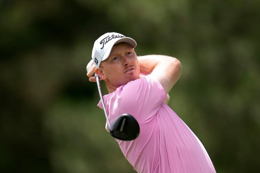 FILE - Hayden Springer hits from the fourth tee during the final round of the Rocket Mortgage Classic golf tournament at Detroit Country Club, Sunday, June 30, 2024, in Detroit. Hayden Springer posted the 14th sub-60 round in PGA Tour history when he finished eagle-birdie in the John Deere Classic on Thursday, July 4, 2024, for a 12-under 59. (AP Photo/Paul Sancya, File)