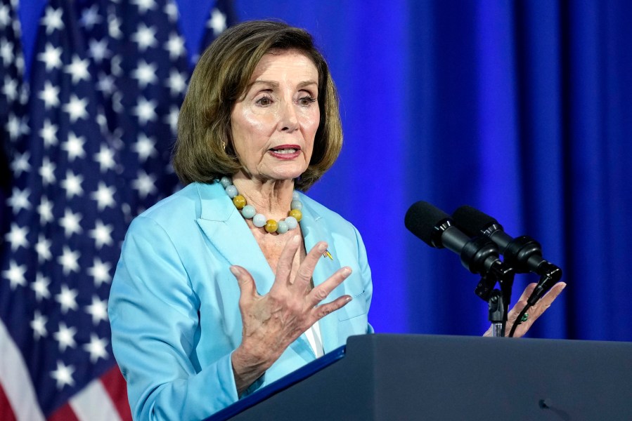 FILE - Rep. Nancy Pelosi, D-Calif., speaks during an event in Washington, June 23, 2023. Democrats at the highest levels are making a critical push for President Joe Biden to reconsider his election bid. Speaker Emerita Pelosi privately warned Biden that Democrats could lose the ability to seize control in the House if he didn’t step away from the race and that polls showed he likely can’t defeat Donald Trump. And former President Barack Obama has privately expressed concerns to Democrats about Biden’s candidacy. (AP Photo/Susan Walsh, File)