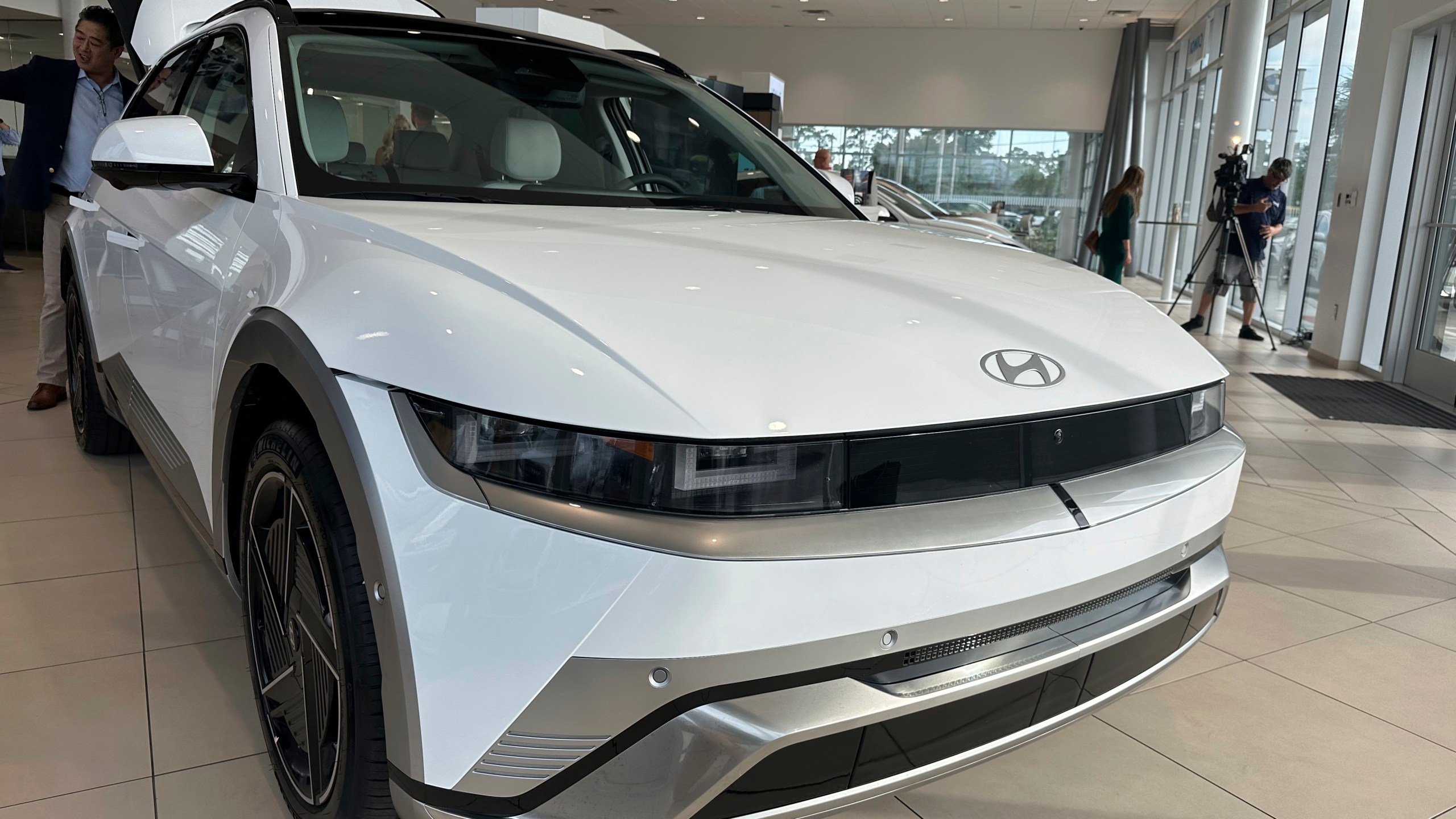 The 2025 model Hyundai Ioniq 5 electric SUV is seen Tuesday, Sept. 3, 2024, after being unveiled at an auto dealership in Savannah, Ga. (AP Photo/Russ Bynum)