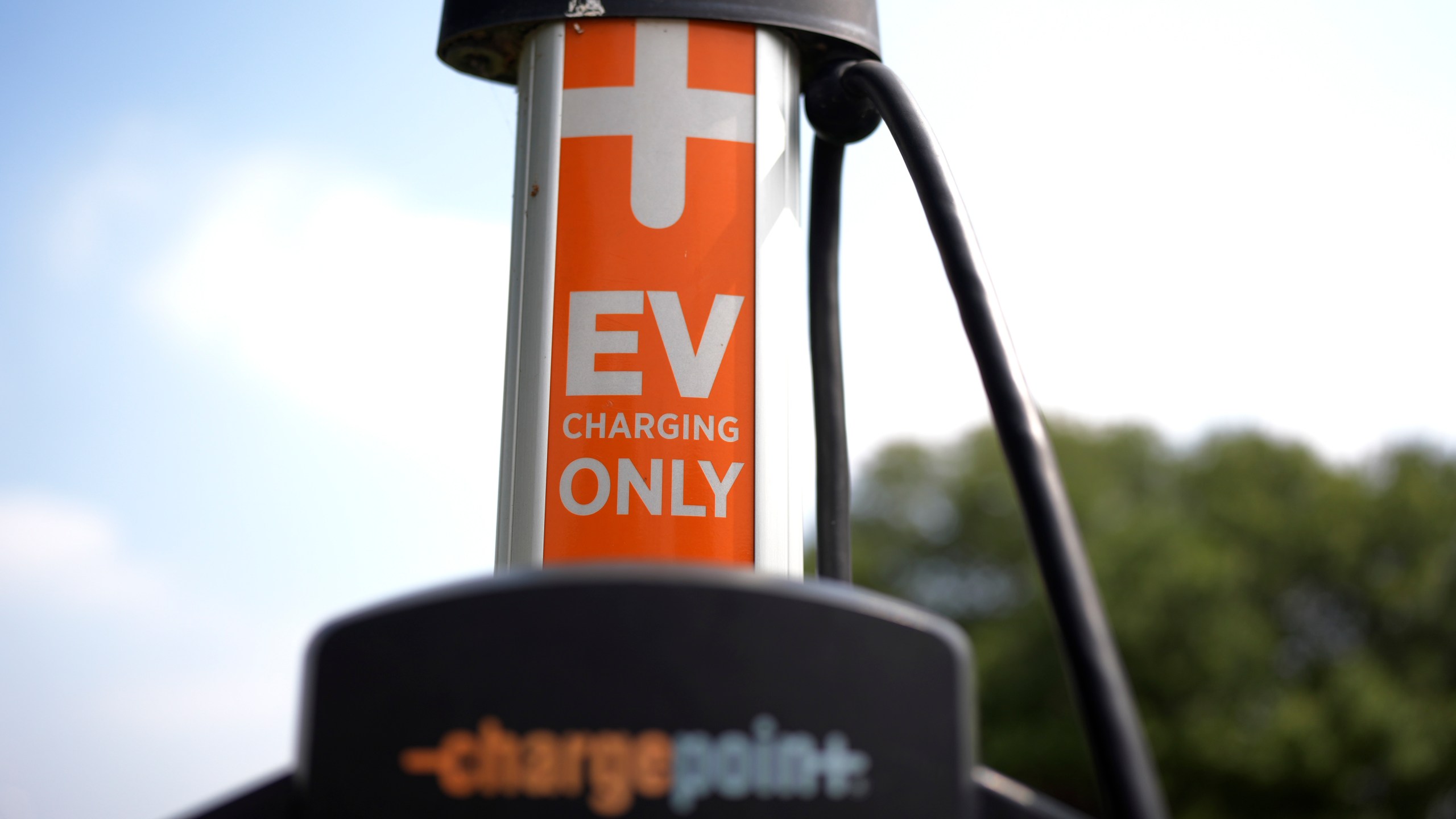 FILE - An electric vehicle charging station is seen May 9, 2024, in San Antonio. (AP Photo/Eric Gay, File)