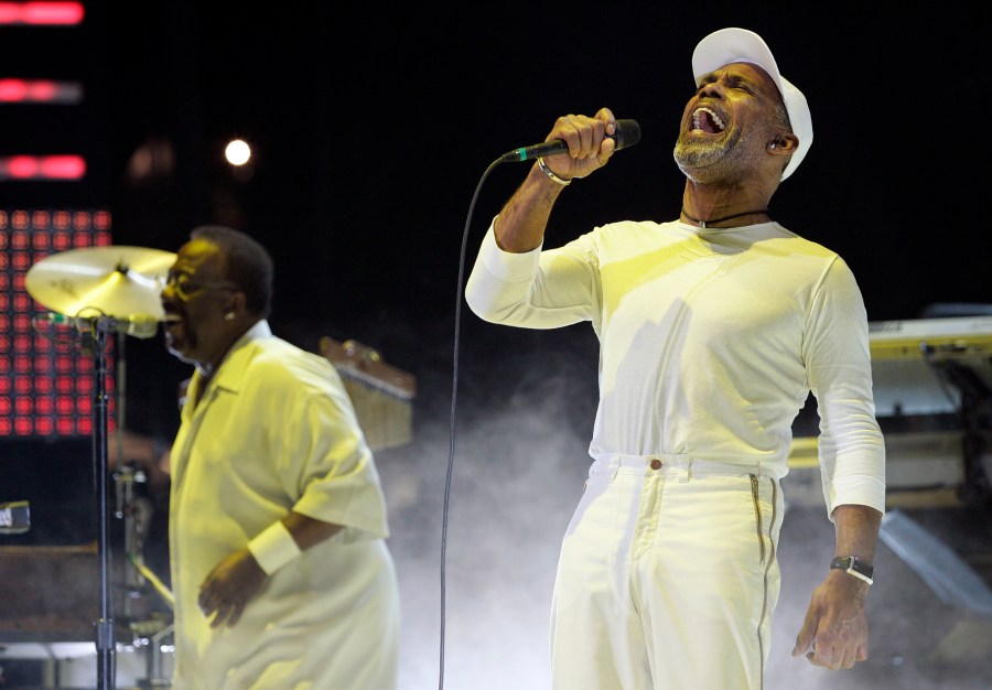 FILE - Maze featuring Frankie Beverly, right, performs during the Essence Music Festival at the Louisiana Superdome in New Orleans, Sunday, July 5, 2009. (AP Photo/Patrick Semansky, File)