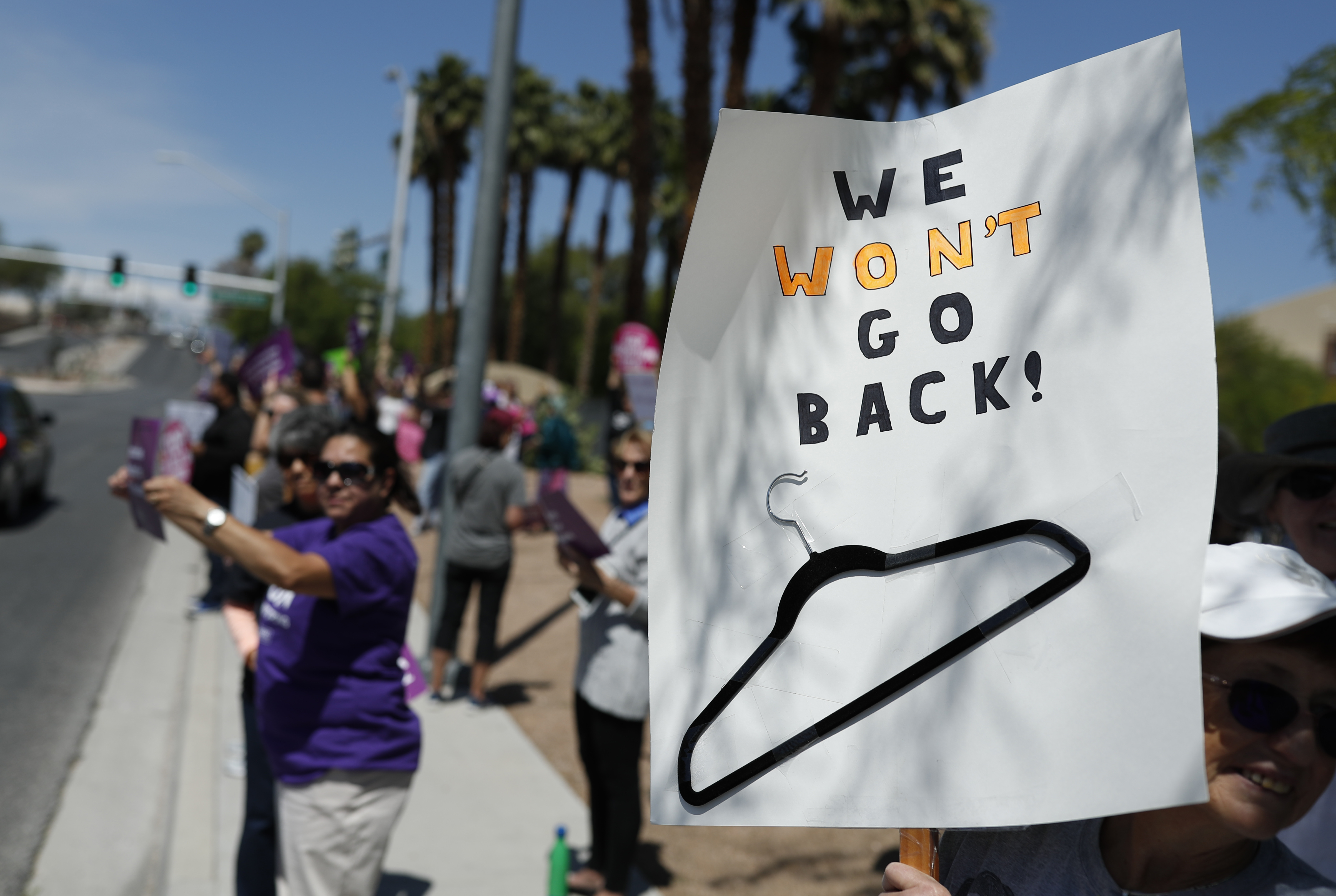 FILE - People rally in support of abortion rights, May 21, 2019, in Las Vegas. (AP Photo/John Locher, File)