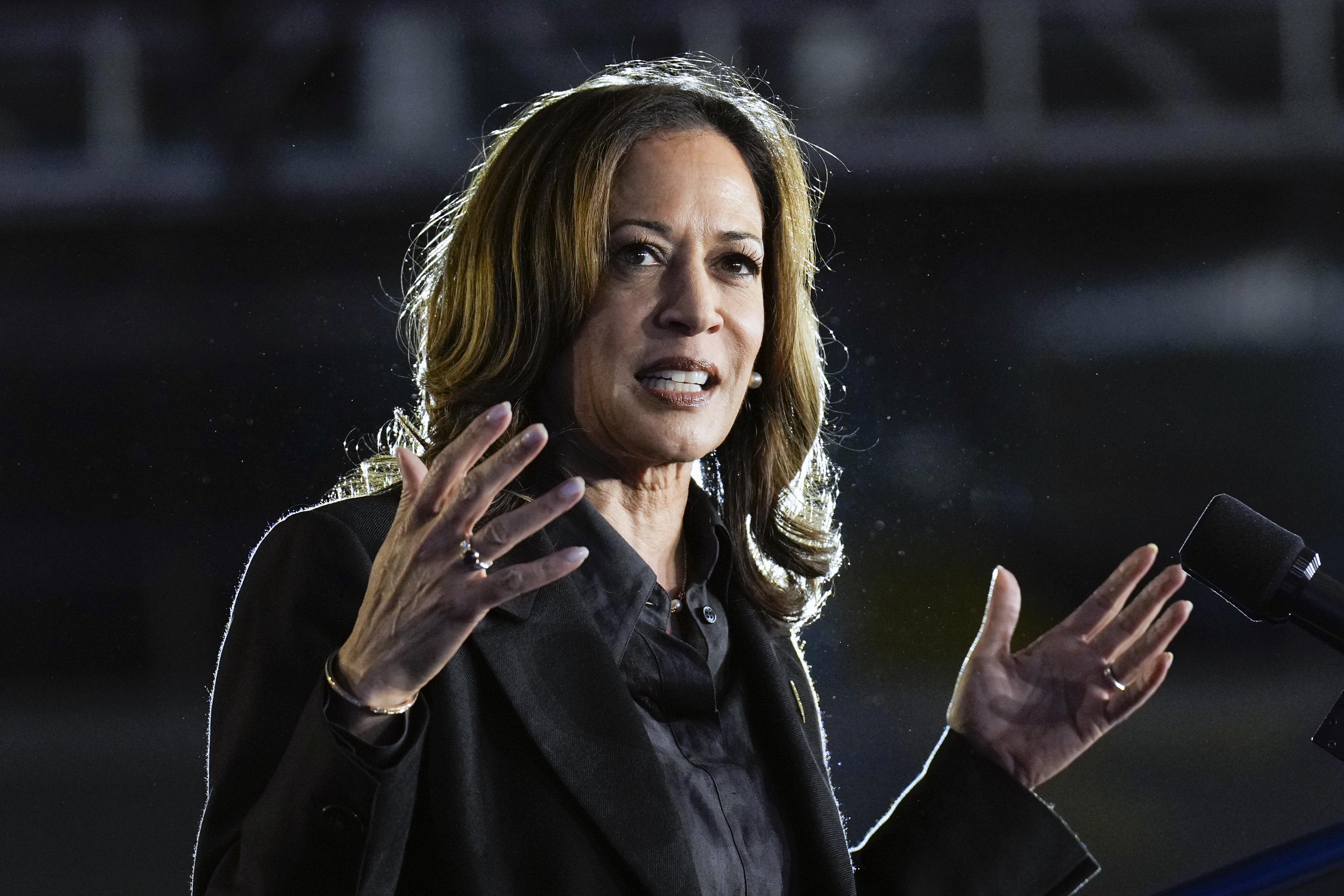 Democratic presidential nominee Vice President Kamala Harris speaks during a campaign event, Friday, Sept. 13, 2024, Wilkes-Barre, Pa. (AP Photo/Jacquelyn Martin)