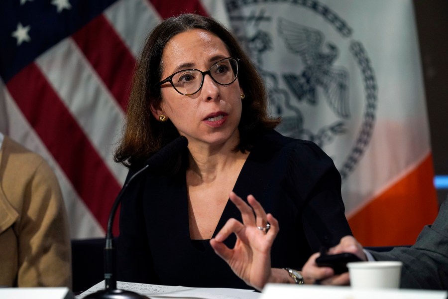 FILE — Lisa Zornberg, New York City Hall's chief counsel, speaks during a mayoral news conference at City Hall, in New York, Nov. 14, 2023. (AP Photo/Richard Drew, File)