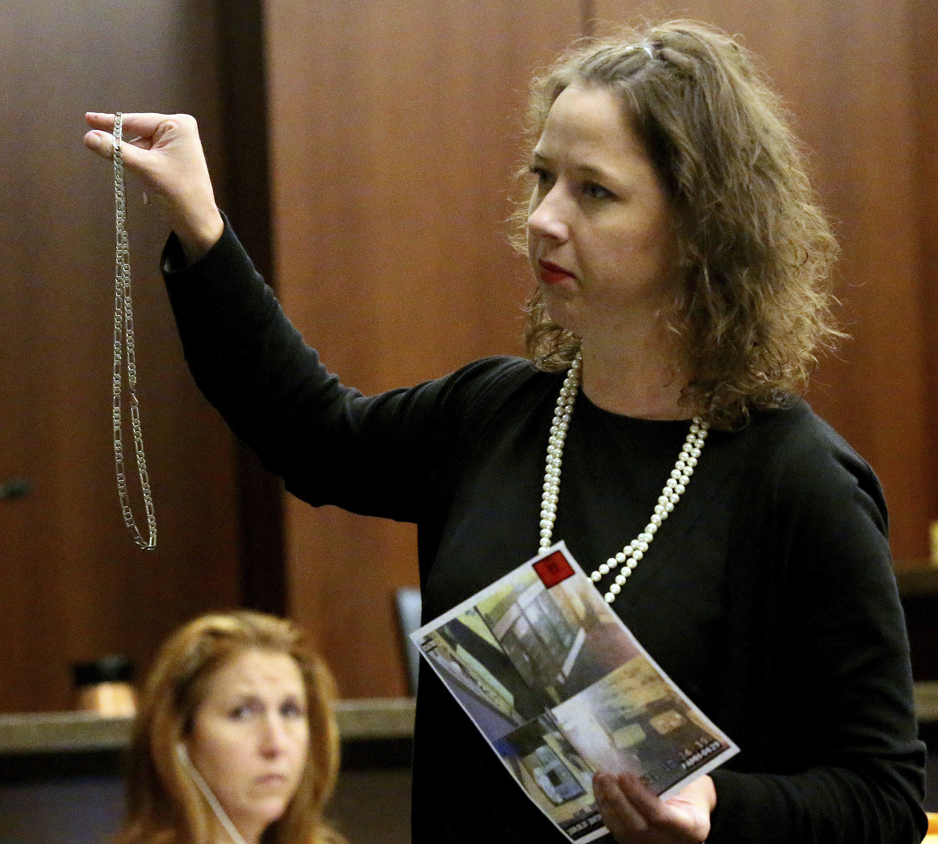 FILE - Brunswick Judicial Circuit District Attorney Jackie Johnson presents her closing arguments during the trial of De'Marquise Elkins and Karimah Elkins at Cobb Superior Court in Marietta, Ga., Aug. 2013. (AP Photo/Atlanta Journal-Constitution, Phil Skinner, File)