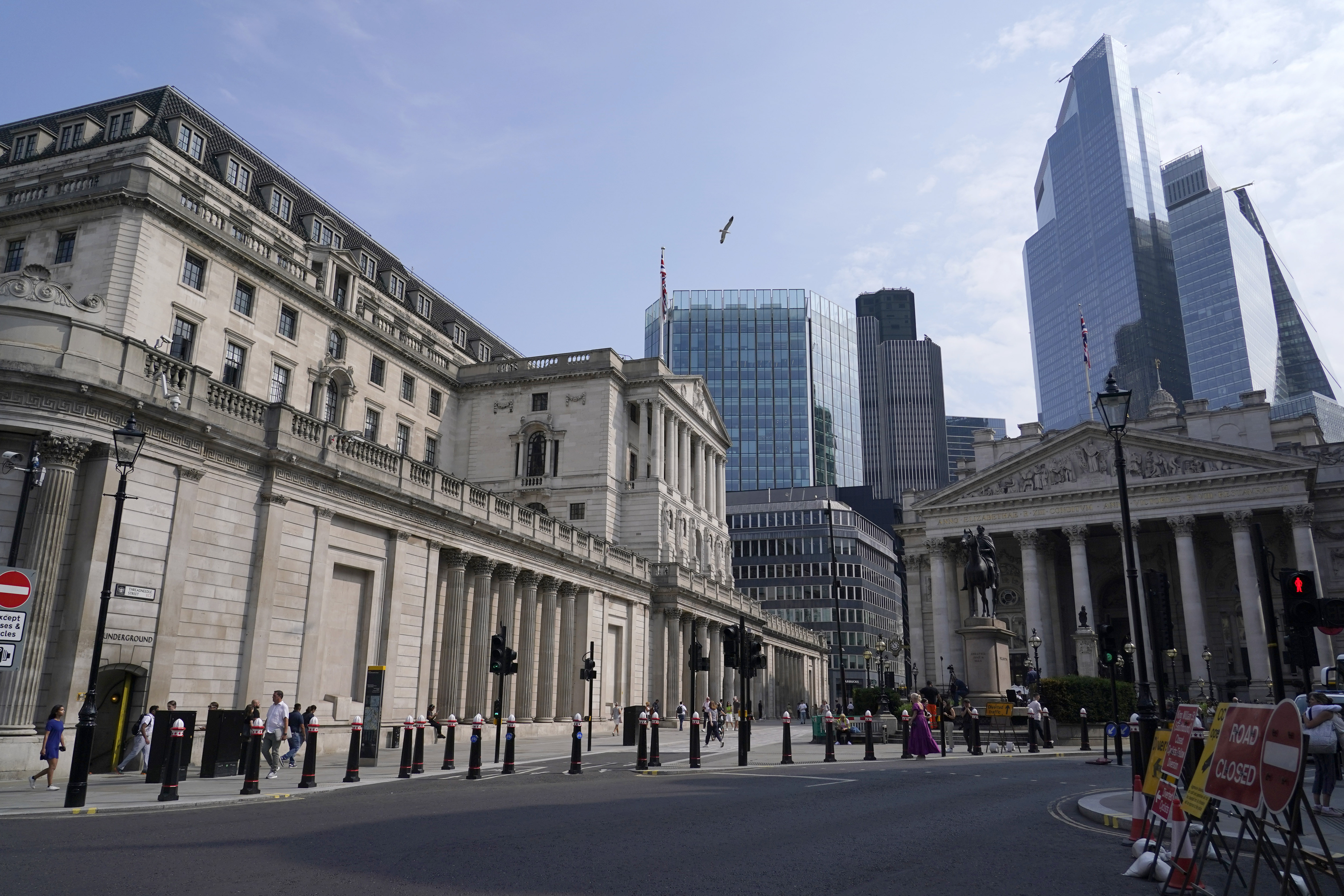 FILE - The Bank of England is pictured in London, on Aug. 1, 2024. (AP Photo/Alberto Pezzali, File)