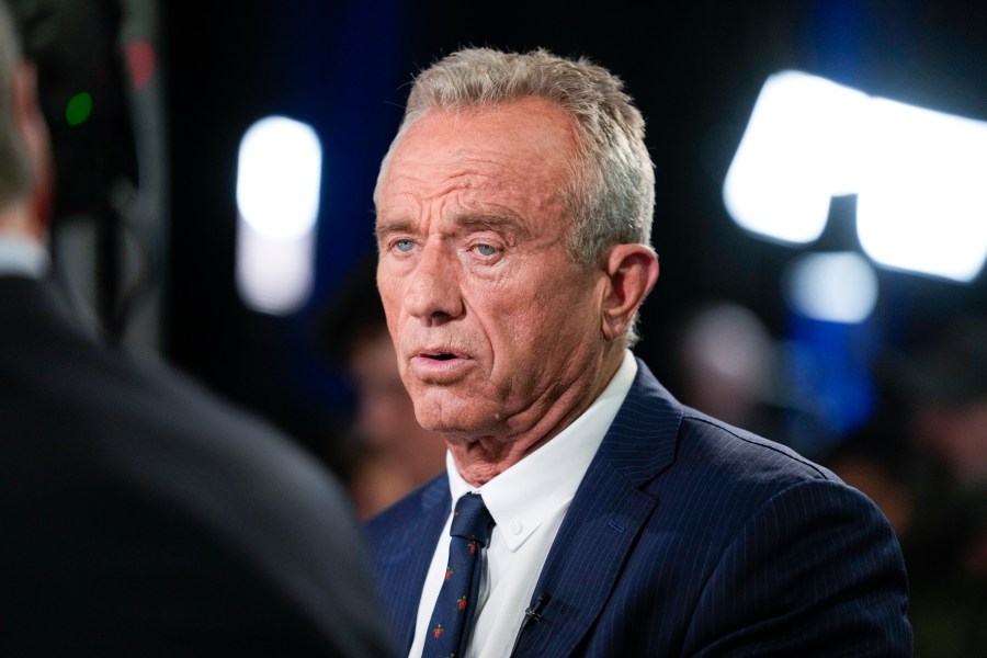 Robert F. Kennedy, Jr. in the spin room after a presidential debate between Republican presidential nominee former President Donald Trump and Democratic presidential nominee Vice President Kamala Harris, Tuesday, Sept. 10, 2024, in Philadelphia. (AP Photo/Matt Rourke)