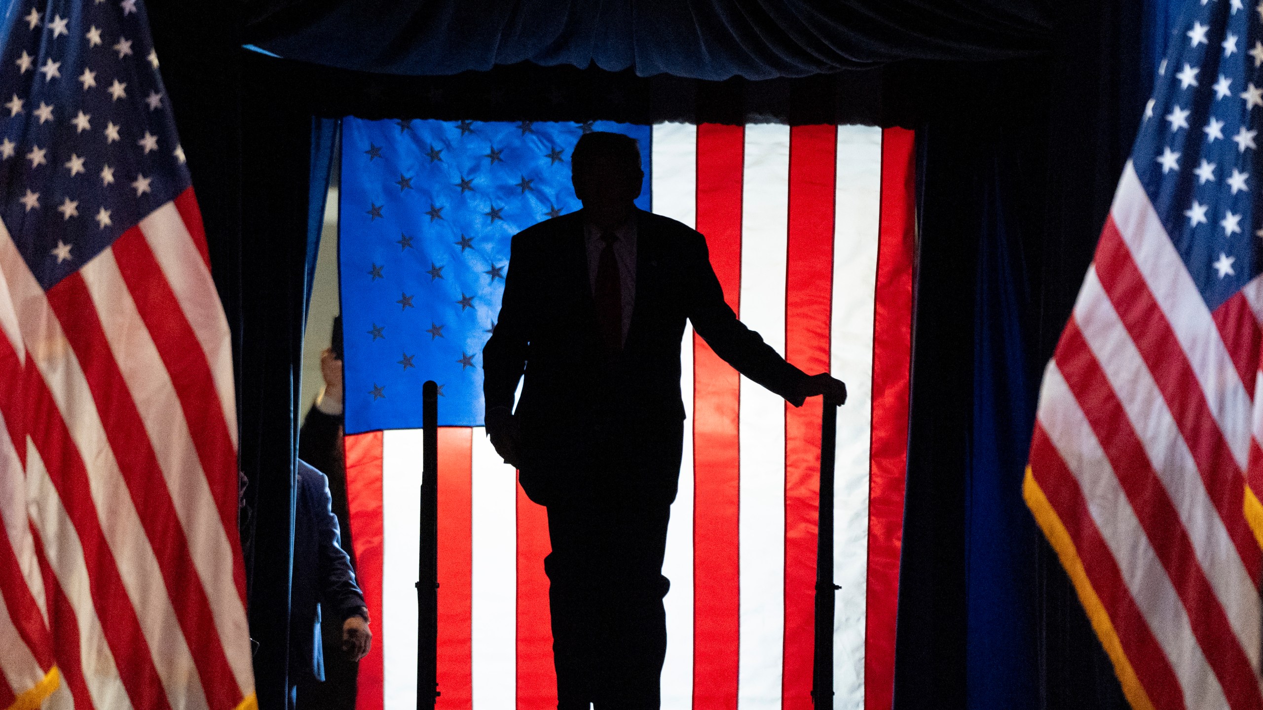 Republican presidential nominee former President Donald Trump arrives to speak at a campaign event at Nassau Coliseum, Wednesday, Sept.18, 2024, in Uniondale, N.Y. (AP Photo/Alex Brandon)