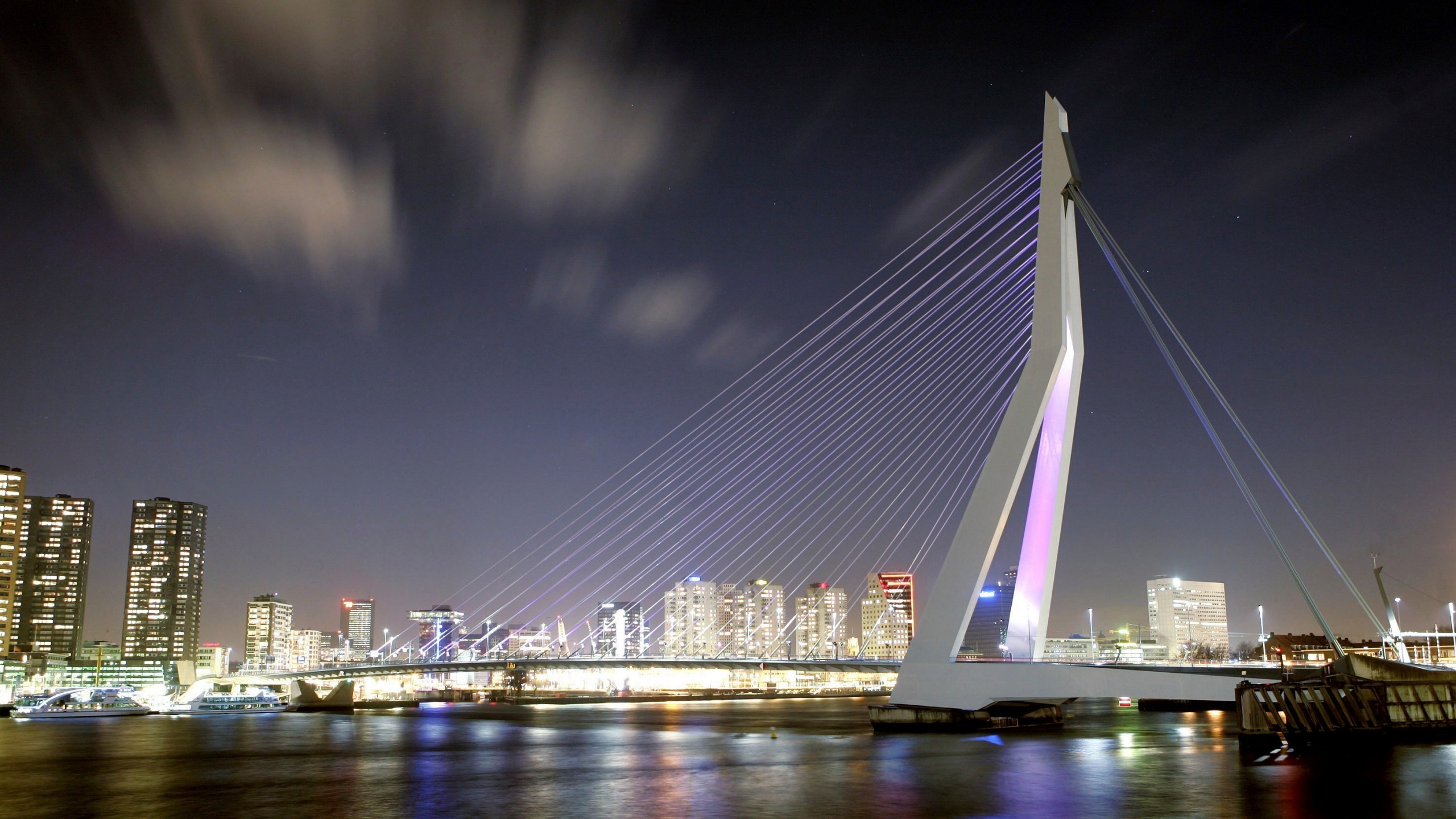 FILE - The Erasmus Bridge towers over the river Maas in Rotterdam, the Netherlands, April 2007. (AP Photo/ Bas Czerwinski, File)