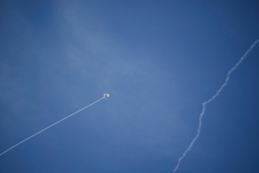 Israeli Iron Dome air defense system fires to intercept a rocket fired from Lebanon, in northern Israel, Friday, Sept. 20, 2024. (AP Photo/Leo Correa)