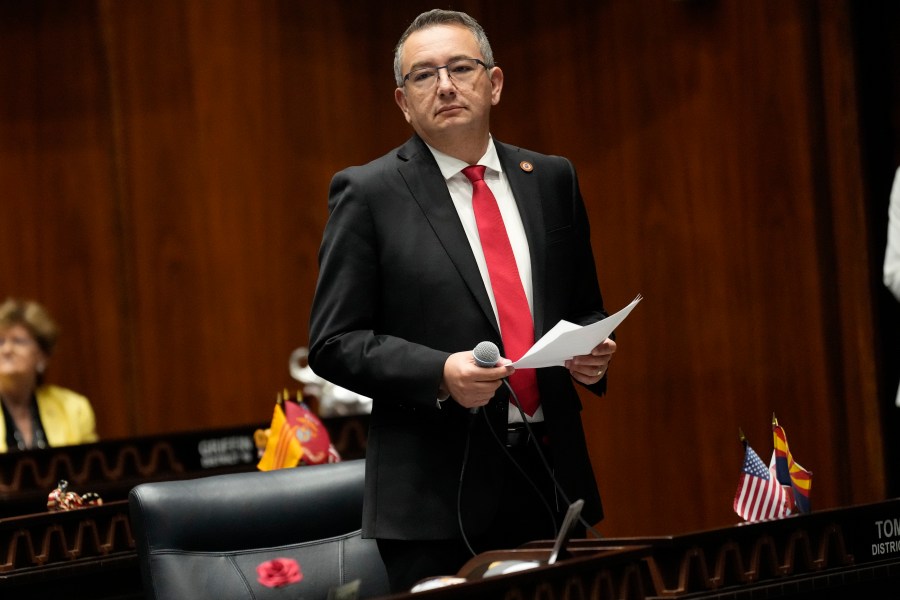 FILE - Arizona State House Speaker Ben Toma, R, speaks at the Capitol, Tuesday, June 4, 2024, in Phoenix. (AP Photo/Matt York, File)