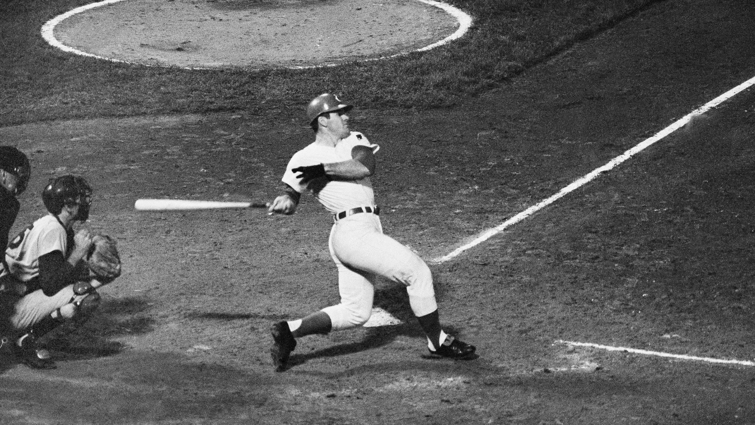 FILE - Cincinnati's Pete Rose watches the ball sail toward the right field bleachers in fourth inning of twi-nighter nightcap against the Dodgers in Cincinnati, Sept. 24, 1969. (AP Photo, File)