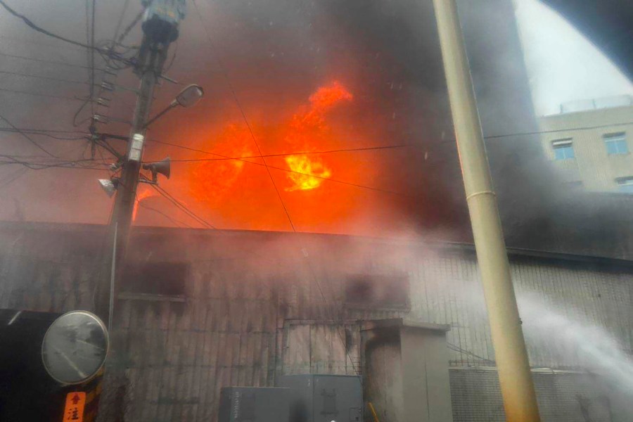 In this photo taken Oct. 3, 2024 and released by the Pingtung County Government, a fire breaks out at a hospital in Pingtung county in southern Taiwan. (Pingtung County Government via AP)