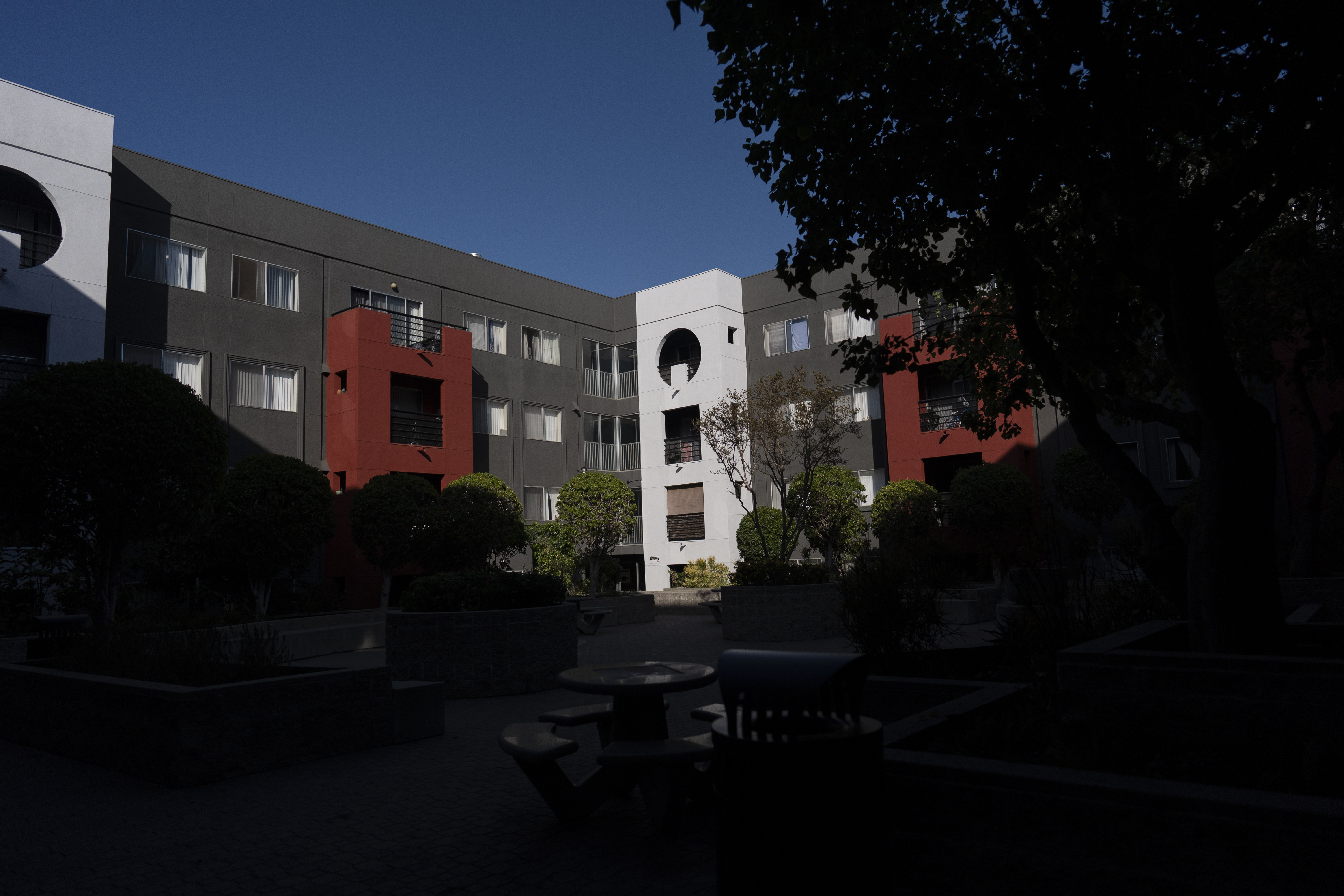 A general view of Hillside Villa, where Marina Maalouf is a longtime tenant, is seen in Los Angeles, Wednesday, Sept. 18, 2024. (AP Photo/Jae C. Hong)