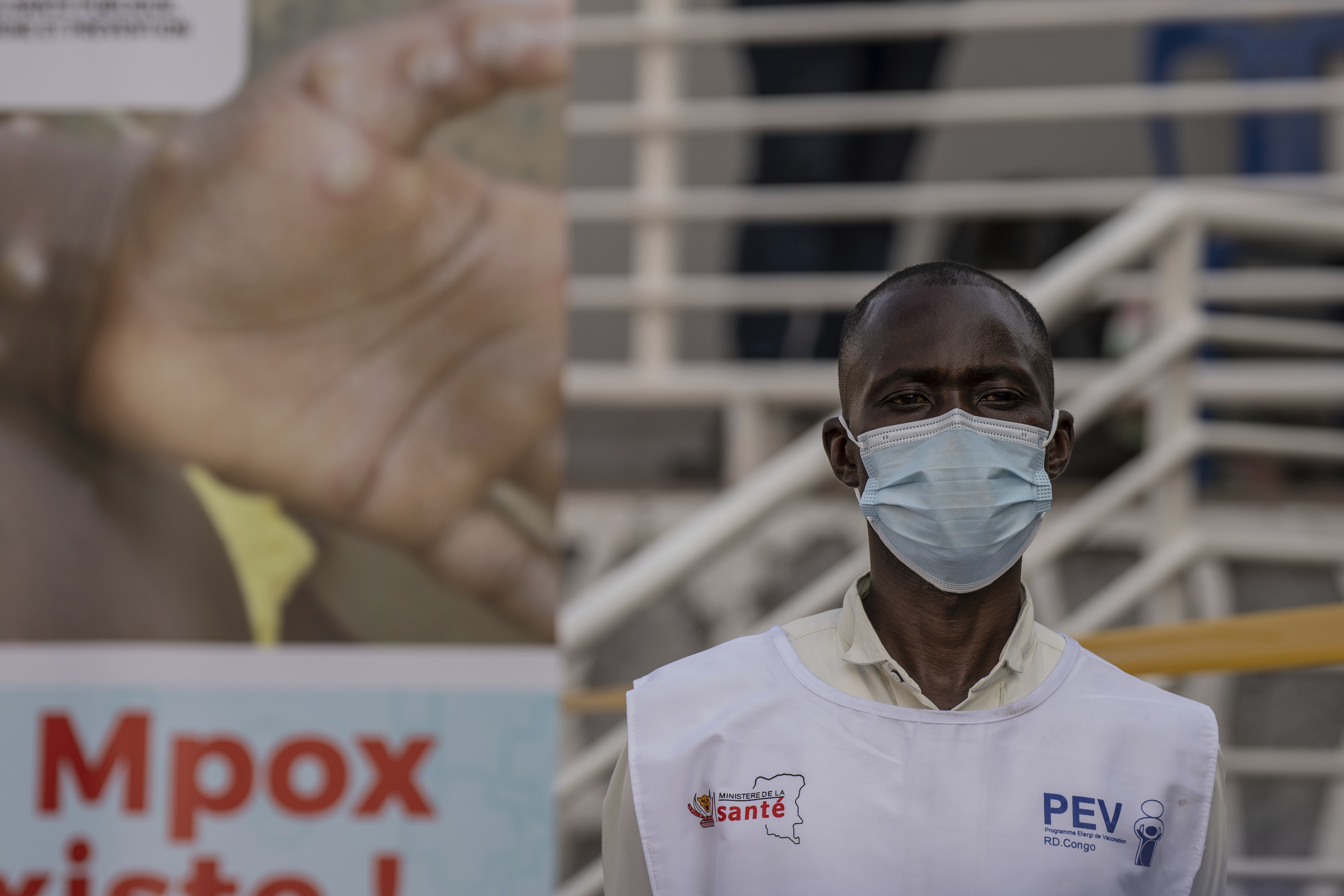 A health worker is photographed during mpox vaccination, at the General hospital, in Goma, Democratic Republic of Congo Saturday, Oct. 5, 2024. (AP Photo/Moses Sawasawa)