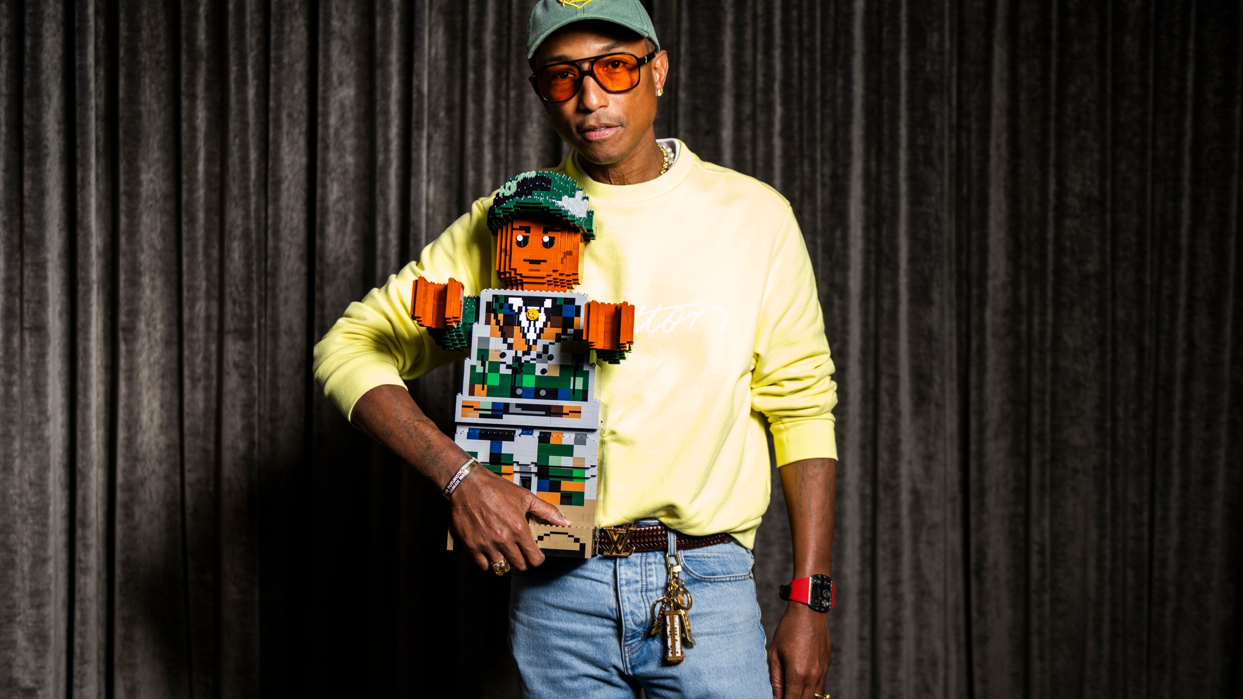 Pharrell Williams poses for a portrait to promote the film "Piece by Piece" during the Toronto International Film Festival, Monday, Sept. 9, 2024, in Toronto. (Photo by Arthur Mola/Invision/AP)