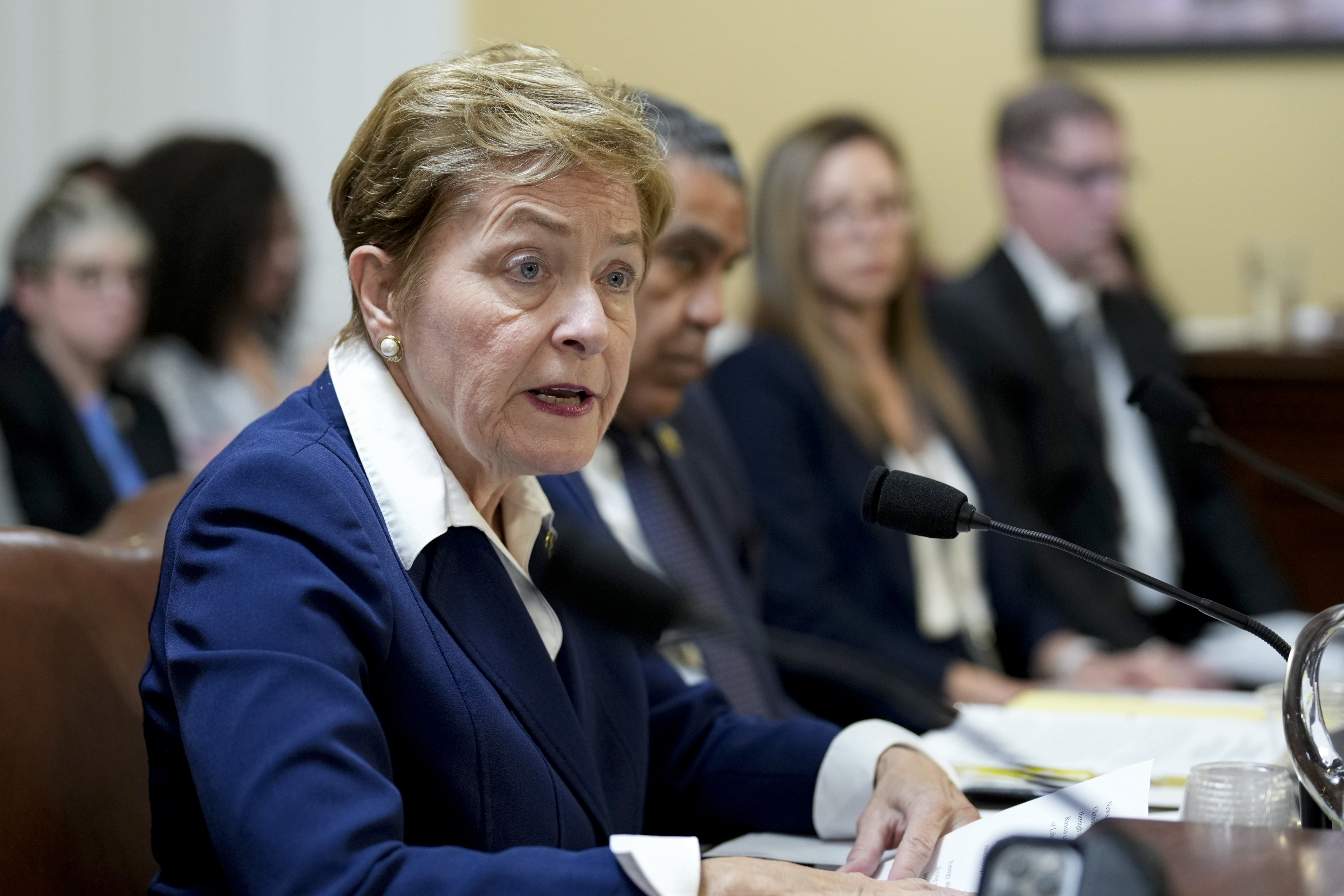 FILE - Rep. Marcy Kaptur, D-Ohio, speaks during a hearing at the Capitol in Washington, Oct. 2, 2023. (AP Photo/J. Scott Applewhite, File)