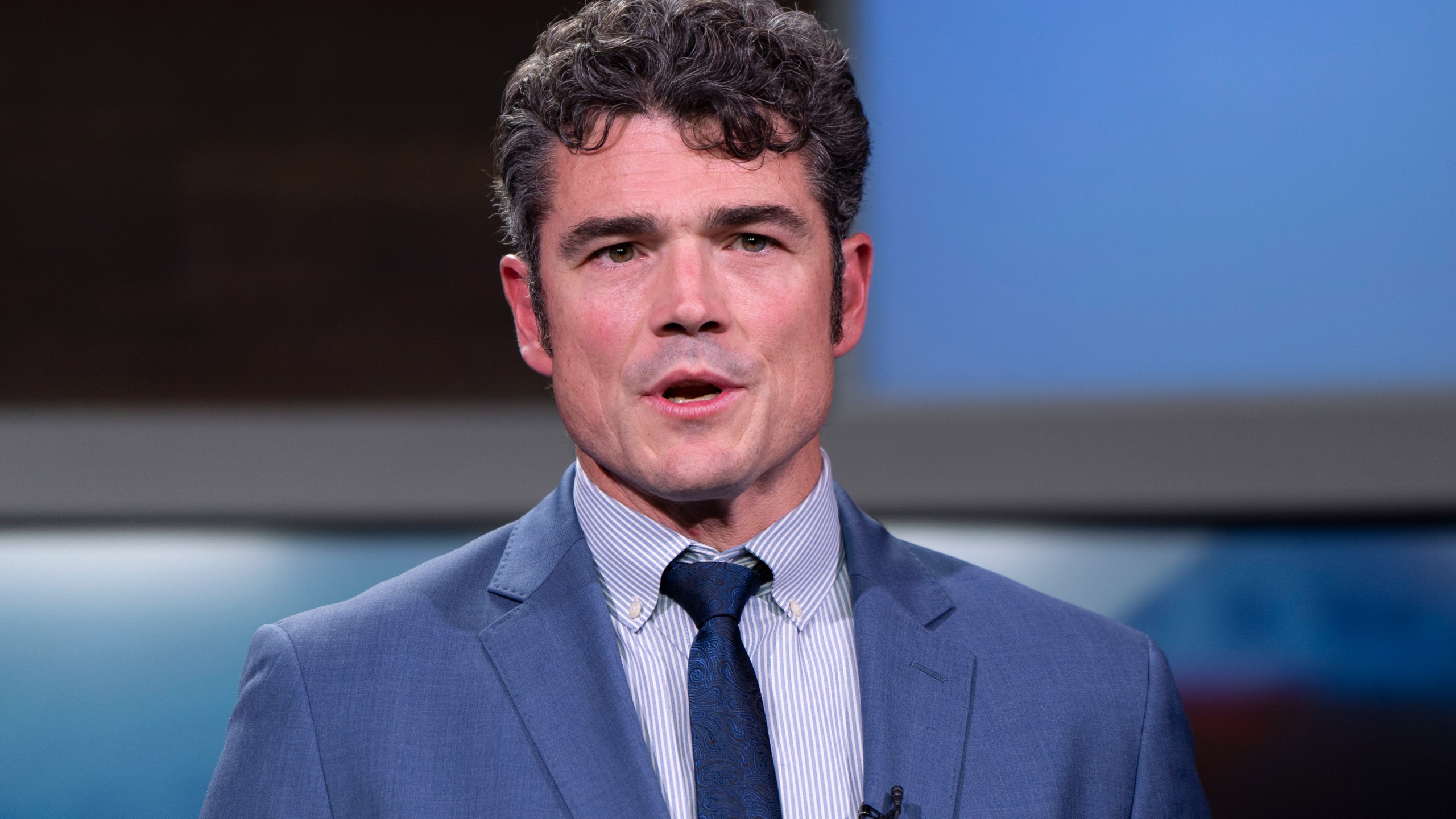 FILE - Washington 3rd District Republican candidate Joe Kent speaks during a debate at KATU studios on Monday, Oct. 7, 2024, in Portland, Ore. (AP Photo/Jenny Kane, File)