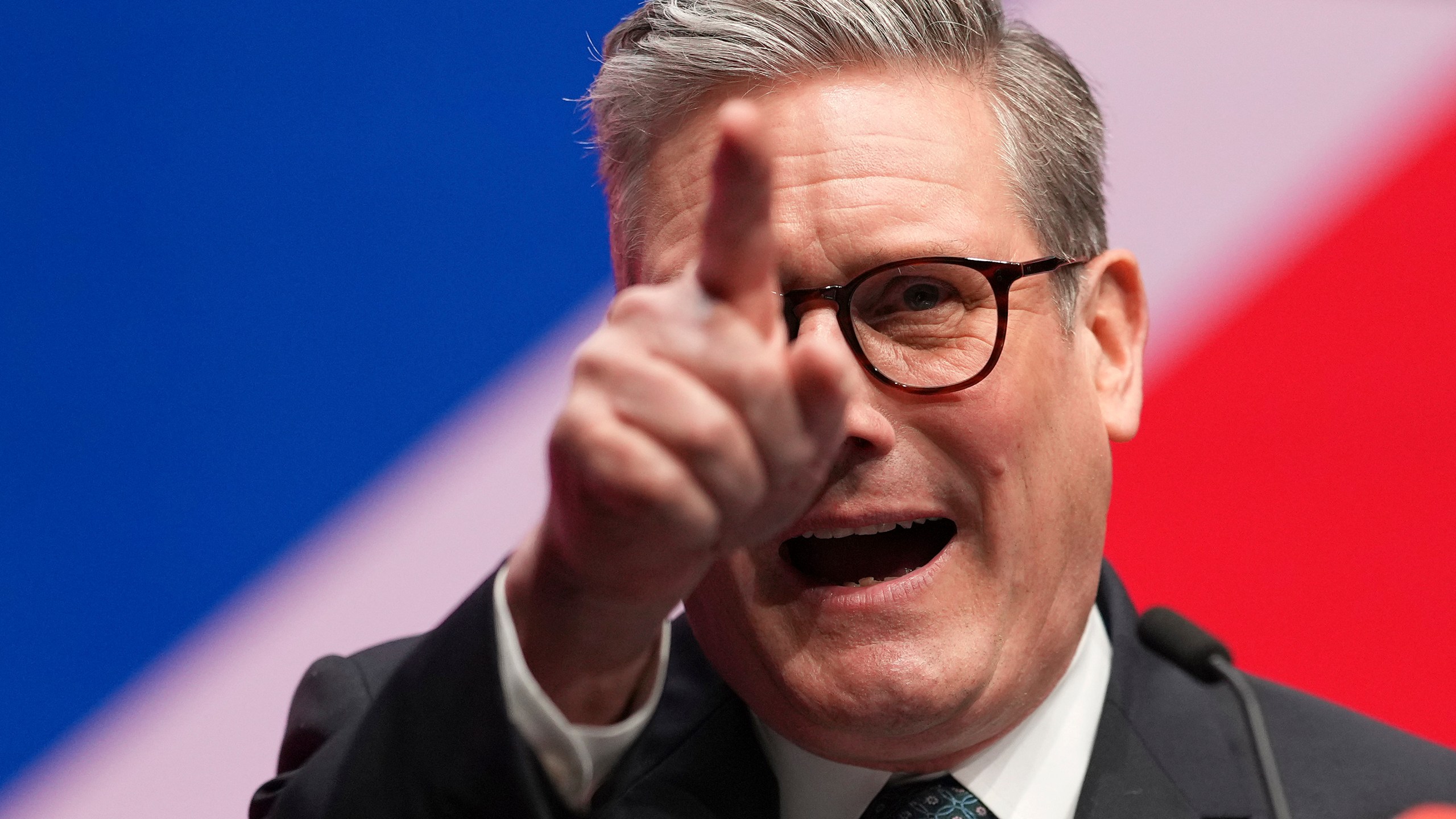 FILE - Britain's Prime Minister Keir Starmer addresses members at the Labour Party Conference in Liverpool, England, Tuesday, Sept. 24, 2024. (AP Photo/Jon Super, File)