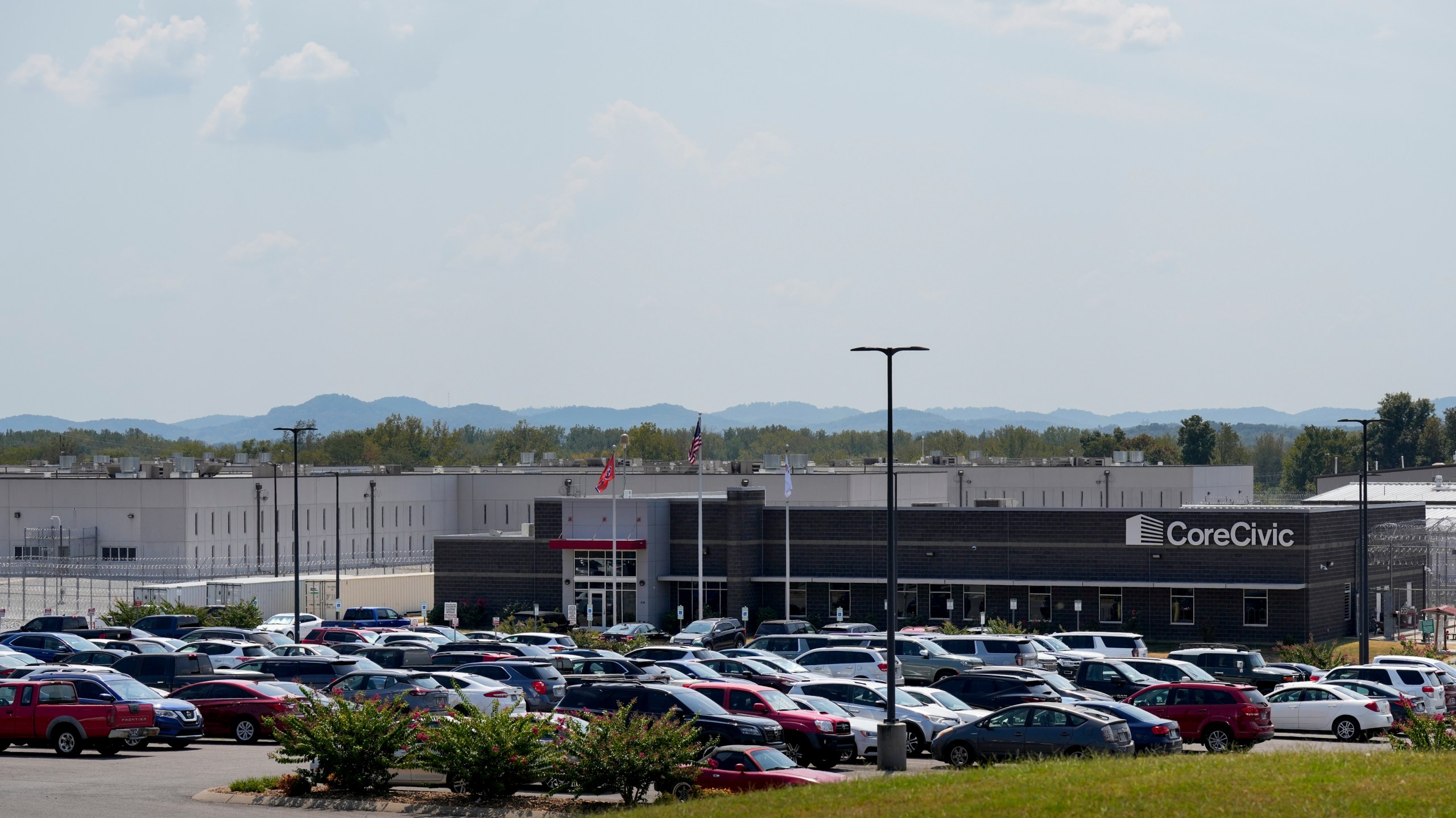 Trousdale Turner Correctional Center operated by CoreCivic is seen Thursday, Aug. 29, 2024, in Hartsville, Tenn. (AP Photo/George Walker IV)