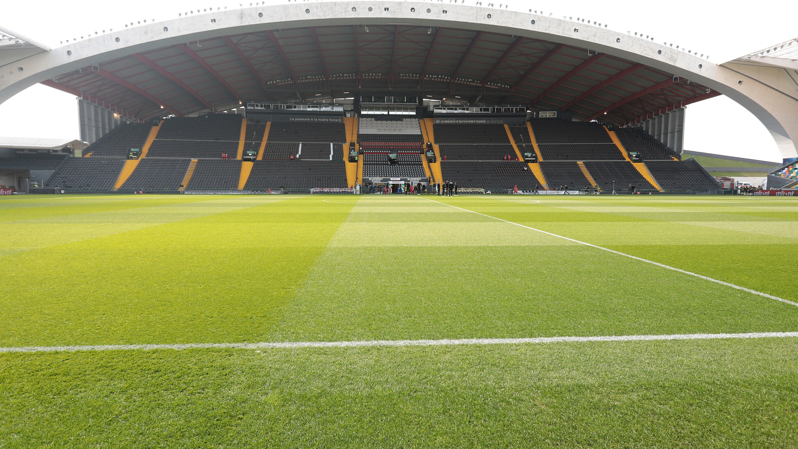 A view of the Stadio Friuli, in Udine, Italy, March 16, 2024, where the Nations League soccer match between Italy and Israel will be held on Monday, Oct. 14, 2024. (Andrea Bressanutti /LaPresse via AP)