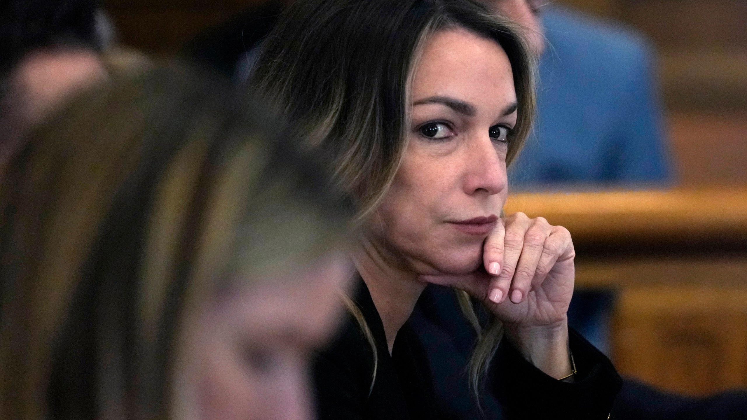 FILE — Karen Read listens to testimony during her trial at Norfolk County Superior Court, May 17, 2024, in Dedham, Mass. (AP Photo/Charles Krupa, Pool, File)