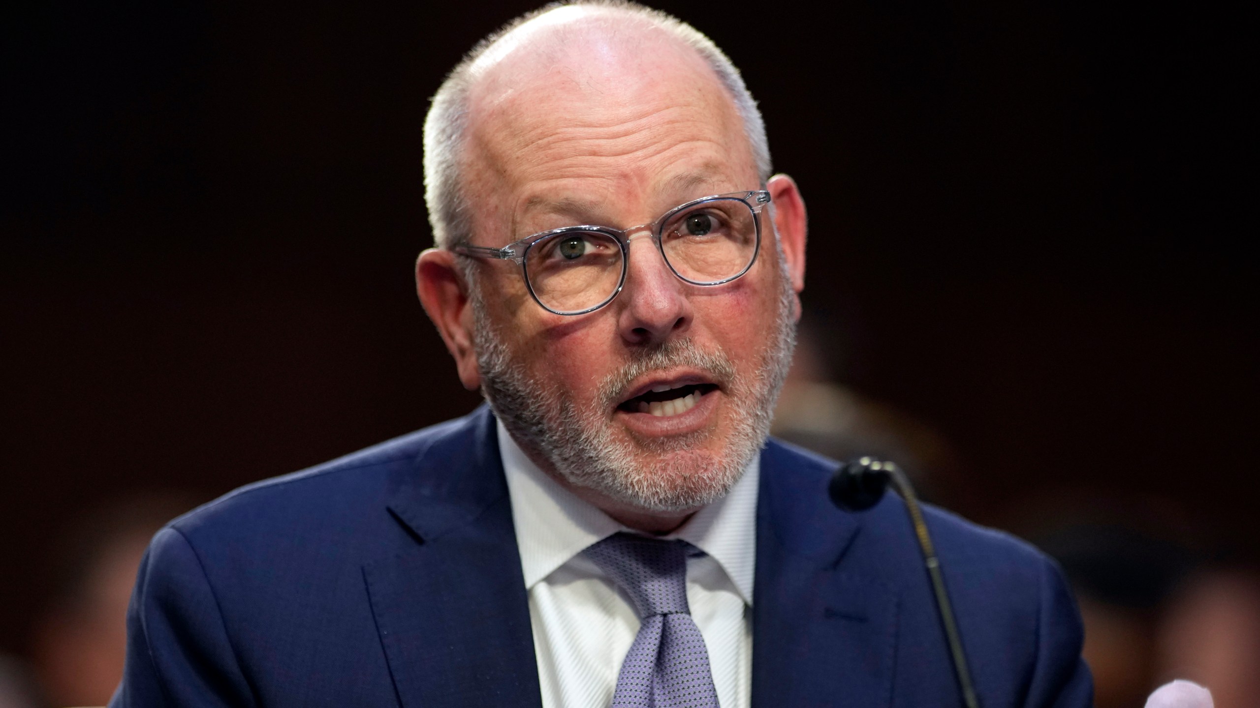 FILE - David Joyner, then-executive vice president and president of pharmacy services at CVS Health, testifies during the Senate Health, Education, Labor, and Pensions Committee hearing on Capitol Hill in Washington, Wednesday, May 10, 2023. (AP Photo/Carolyn Kaster, File)