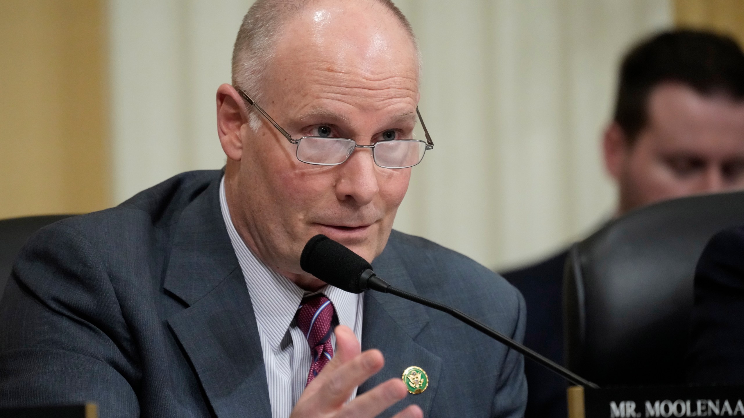 FILE - Rep. John Moolenaar, R-Mich., questions witnesses during a hearing on Capitol Hill, Feb. 28, 2023, in Washington. (AP Photo/Alex Brandon, File)