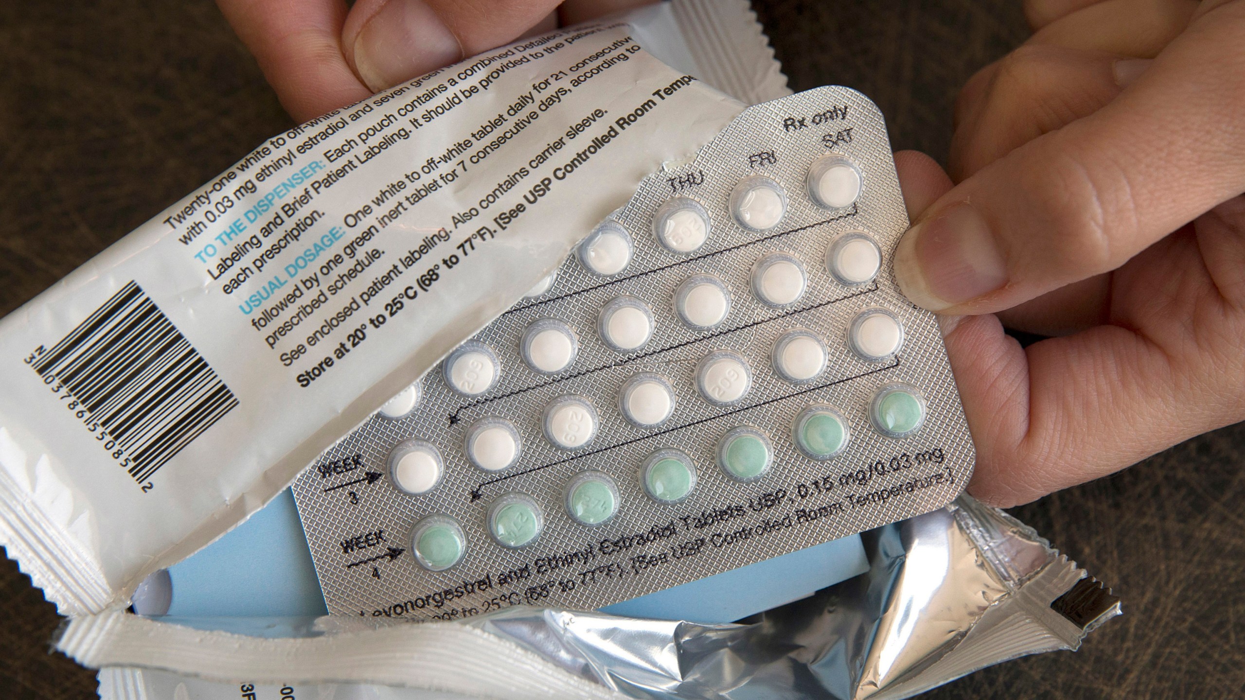 FILE - A one-month dosage of hormonal birth control pills is displayed in Sacramento, Calif., Aug. 26, 2016. (AP Photo/Rich Pedroncelli, File)