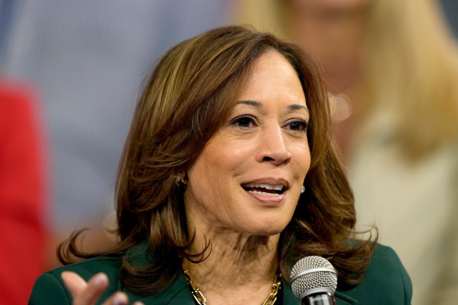 Democratic presidential nominee Vice President Kamala Harris speaks during a town hall at The People's Light in Malvern, Pa., Monday, Oct. 21, 2024. (AP Photo/Matt Rourke)