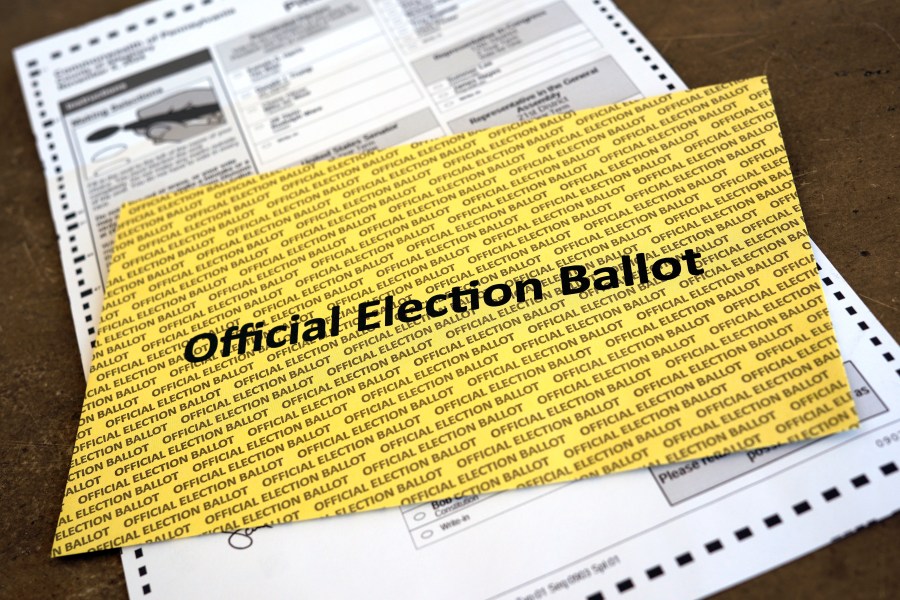 FILE - This is an official Pennsylvania mail-in ballot in Pittsburgh, Oct. 3, 2024. (AP Photo/Gene J. Puskar, File)