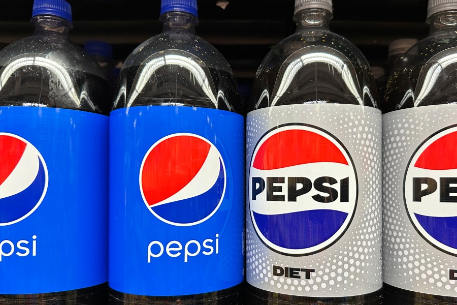 FILE - Pepsi soft drinks in plastic bottles are on sale at a grocery store in New York on Nov. 15, 2023. (AP Photo/Ted Shaffrey, File)