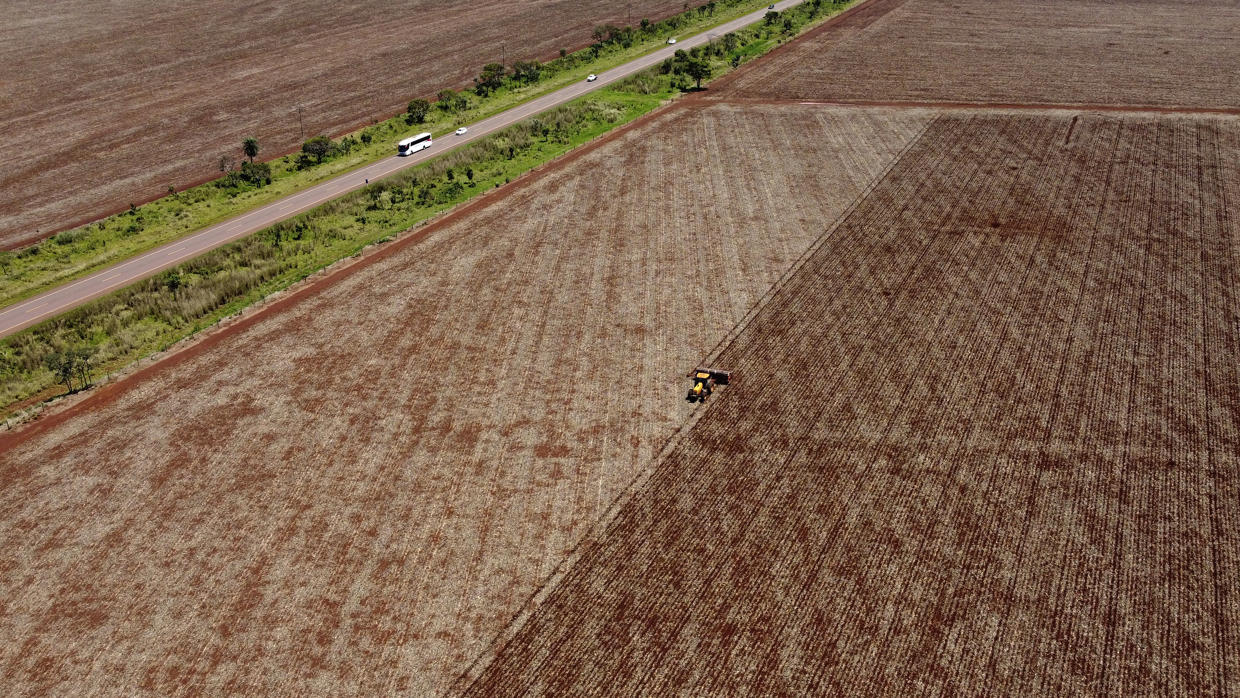 FILE - A machine plants soybeans on a farm in a rural area of Sidrolandia, Mato Grosso do Sul state, Brazil, Oct. 22, 2022. (AP Photo/Eraldo Peres, File)