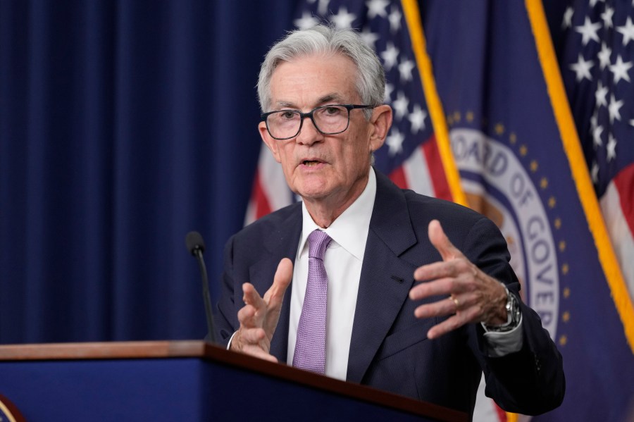 FILE - Federal Reserve Board Chairman Jerome Powell speaks during a news conference at the Federal Reserve in Washington, on Sept. 18, 2024. (AP Photo/Ben Curtis, File)