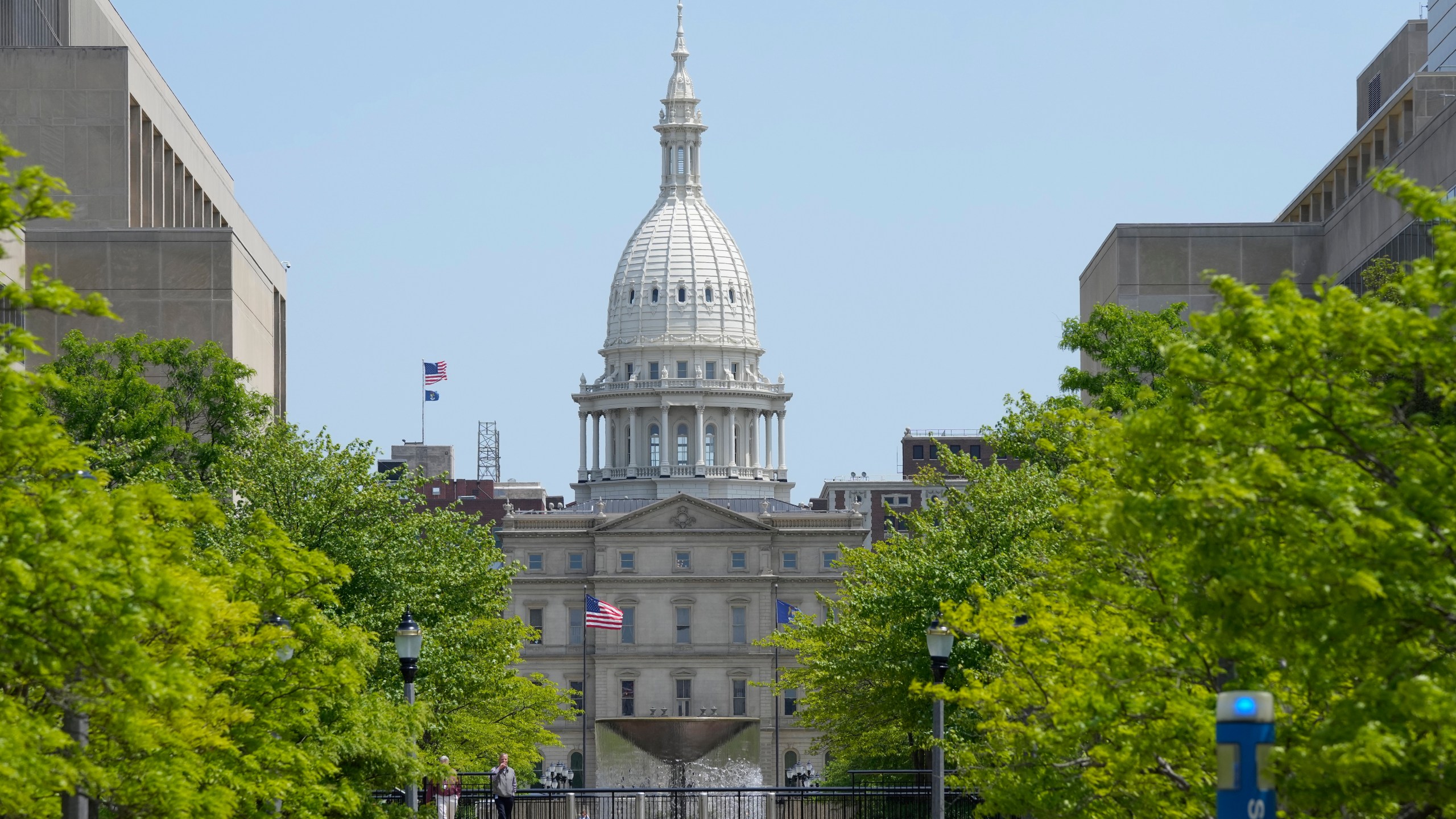 FILE - The Michigan State Capitol is photographed May 24, 2023, in Lansing, Mich. Federal judges gave final approval to a new map of Michigan state Legislature boundaries Friday, July 26, 2024. (AP Photo/Carlos Osorio, File)