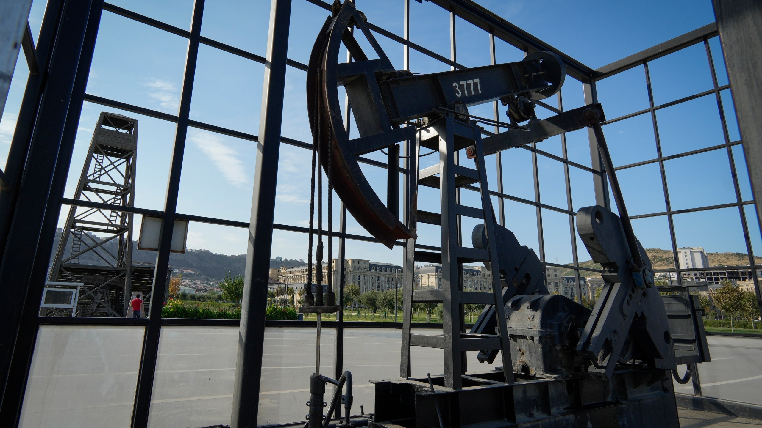 A pumpjack operates in Baku, Azerbaijan, Monday, Sept. 16, 2024. (AP Photo/Sergei Grits)