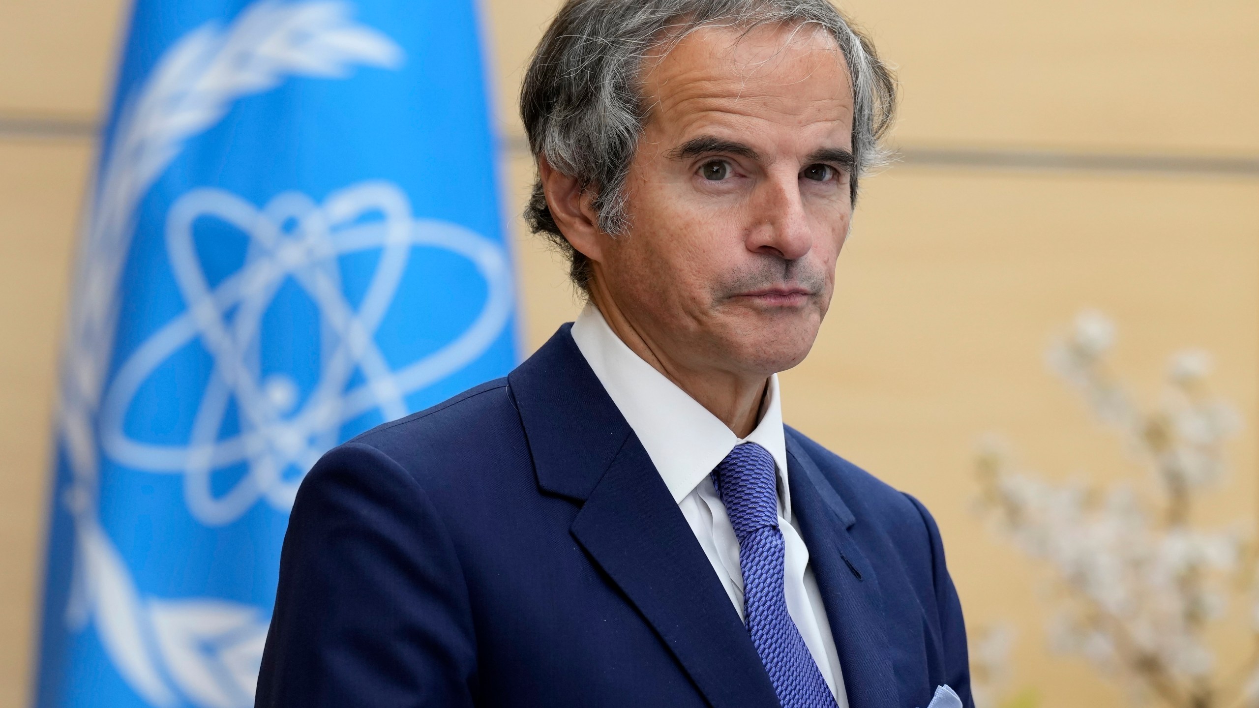 FILE - International Atomic Energy Agency Director General Rafael Mariano Grossi during a meeting with the Japanese government in Tokyo Thursday, March 14, 2024. (AP Photo/Eugene Hoshiko, Pool, File)