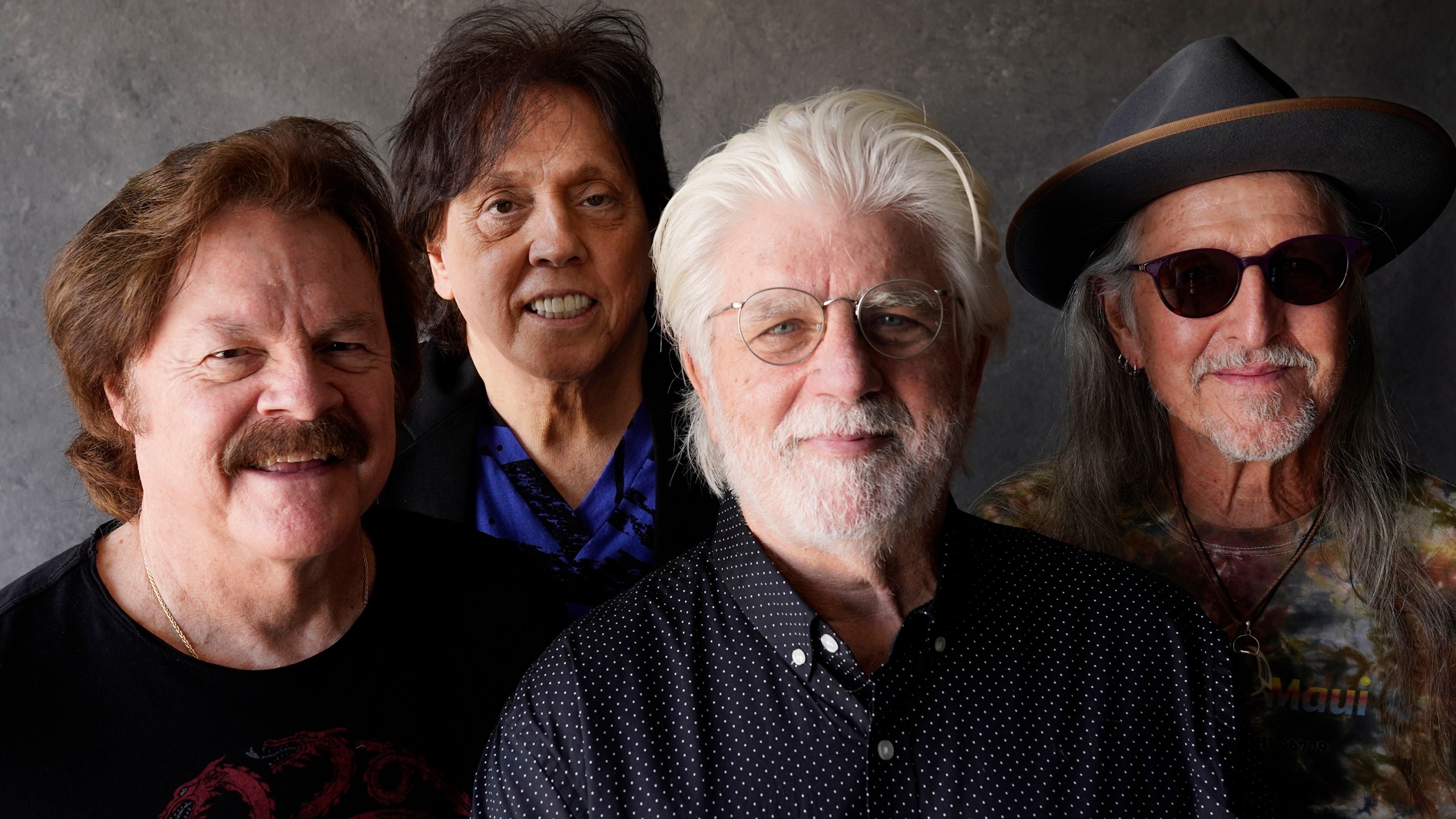 FILE - Members of the Doobie Brothers, from left, Tom Johnston, John McFee, Michael McDonald and Pat Simmons pose for a portrait in Los Angeles on Aug. 17, 2021. (AP Photo/Chris Pizzello, File)