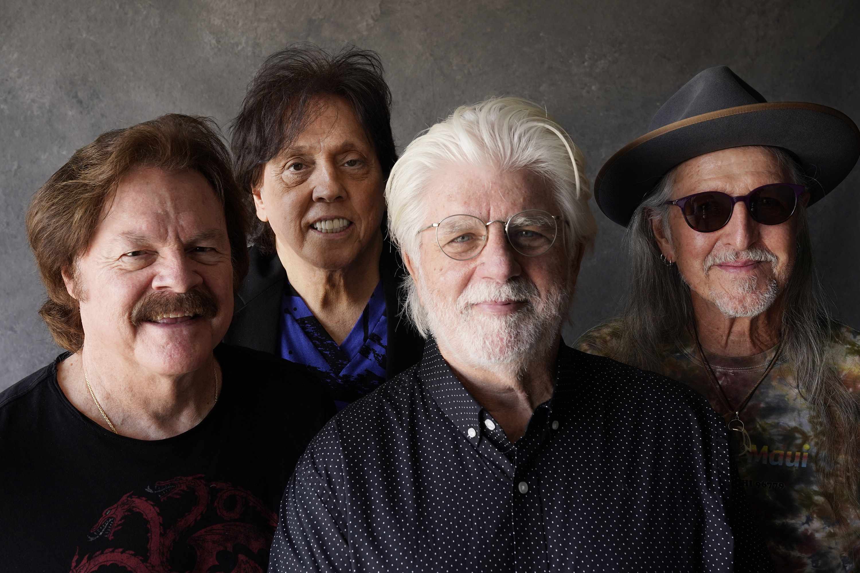 FILE - Members of the Doobie Brothers, from left, Tom Johnston, John McFee, Michael McDonald and Pat Simmons pose for a portrait in Los Angeles on Aug. 17, 2021. (AP Photo/Chris Pizzello, File)